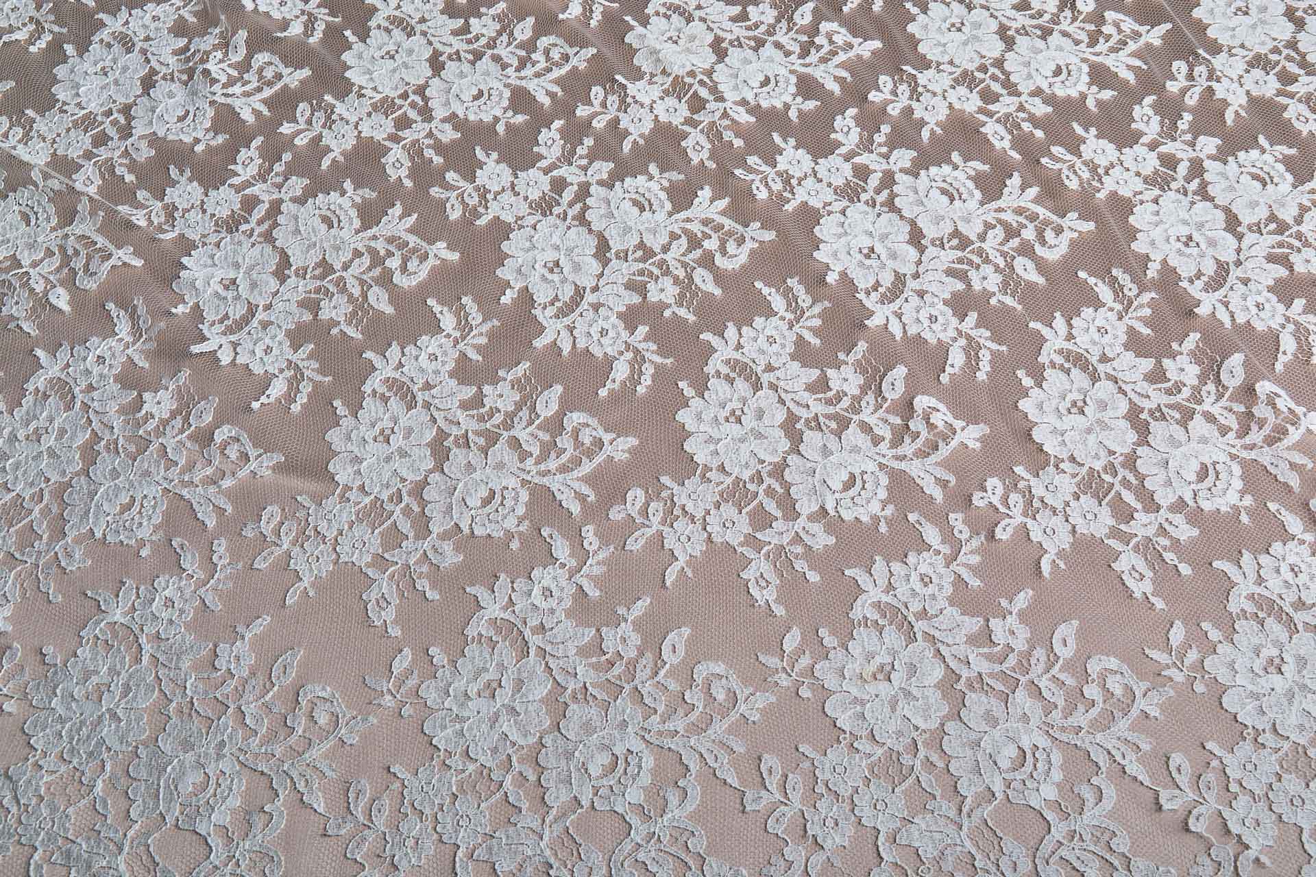 Ivory Leavers Lace - Rose Cluster Design fabric, image 6 of 7