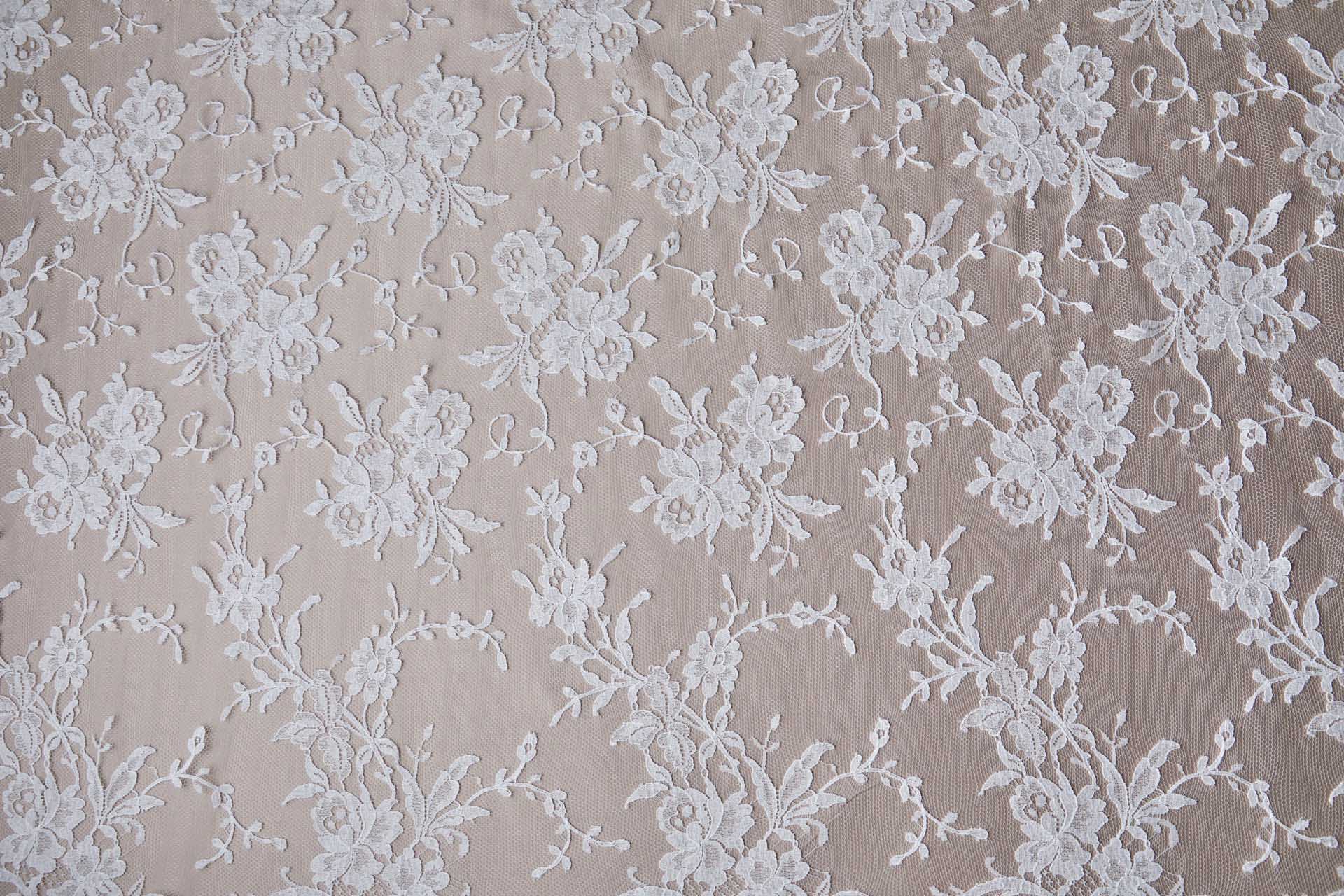 Scroll Border Leavers Lace - White Double Scallop fabric, image 12 of 13