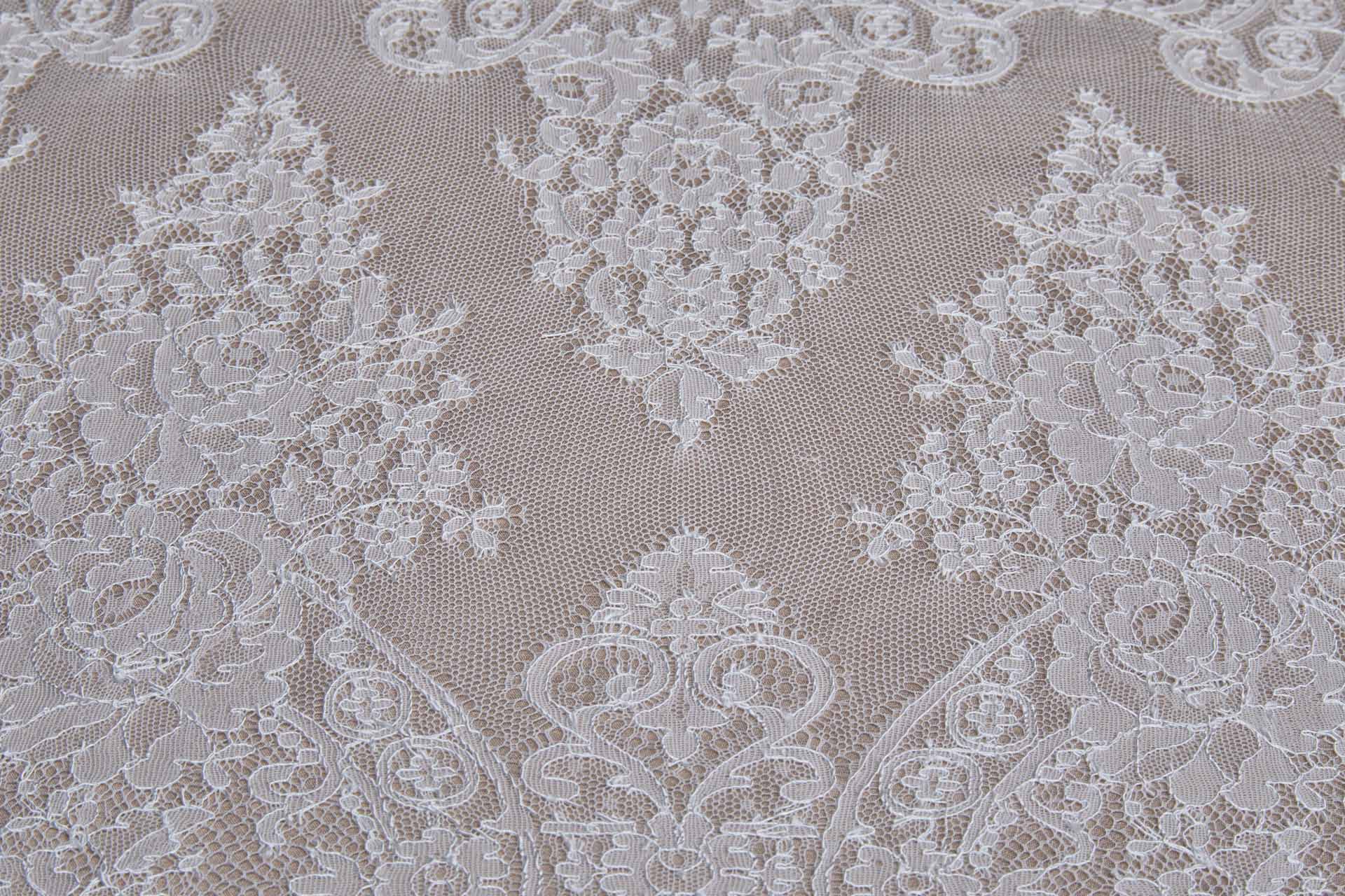 Floral Chantilly Lace - Ivory Double Scallop fabric, image 10 of 10