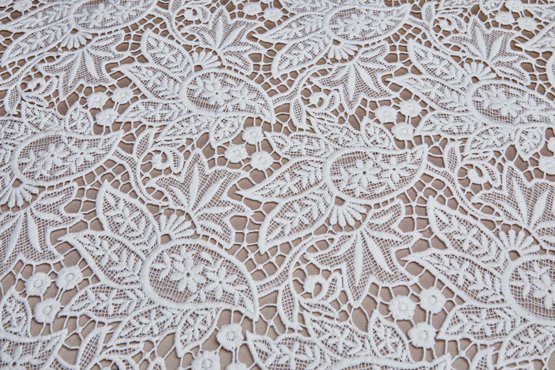 Guipure Lace - Paisley Floral Cotton Ivory fabric, image 8 of 8