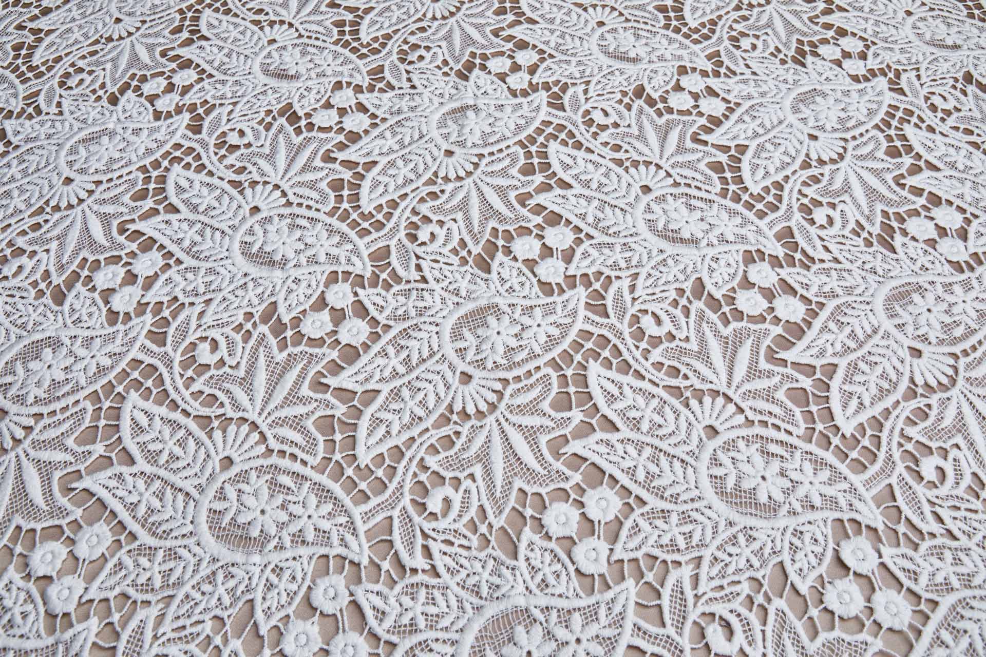 Guipure Lace - Paisley Floral Cotton Ivory fabric, image 2 of 8