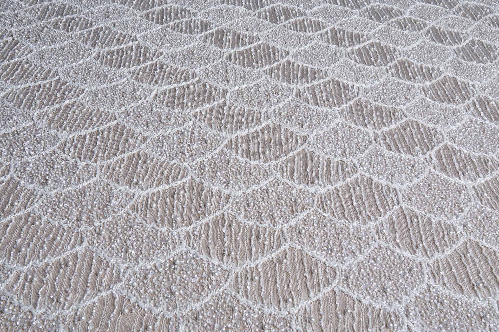Delicate Mermaid Scales Embroidered Lace - Ivory fabric, image 2 of 15