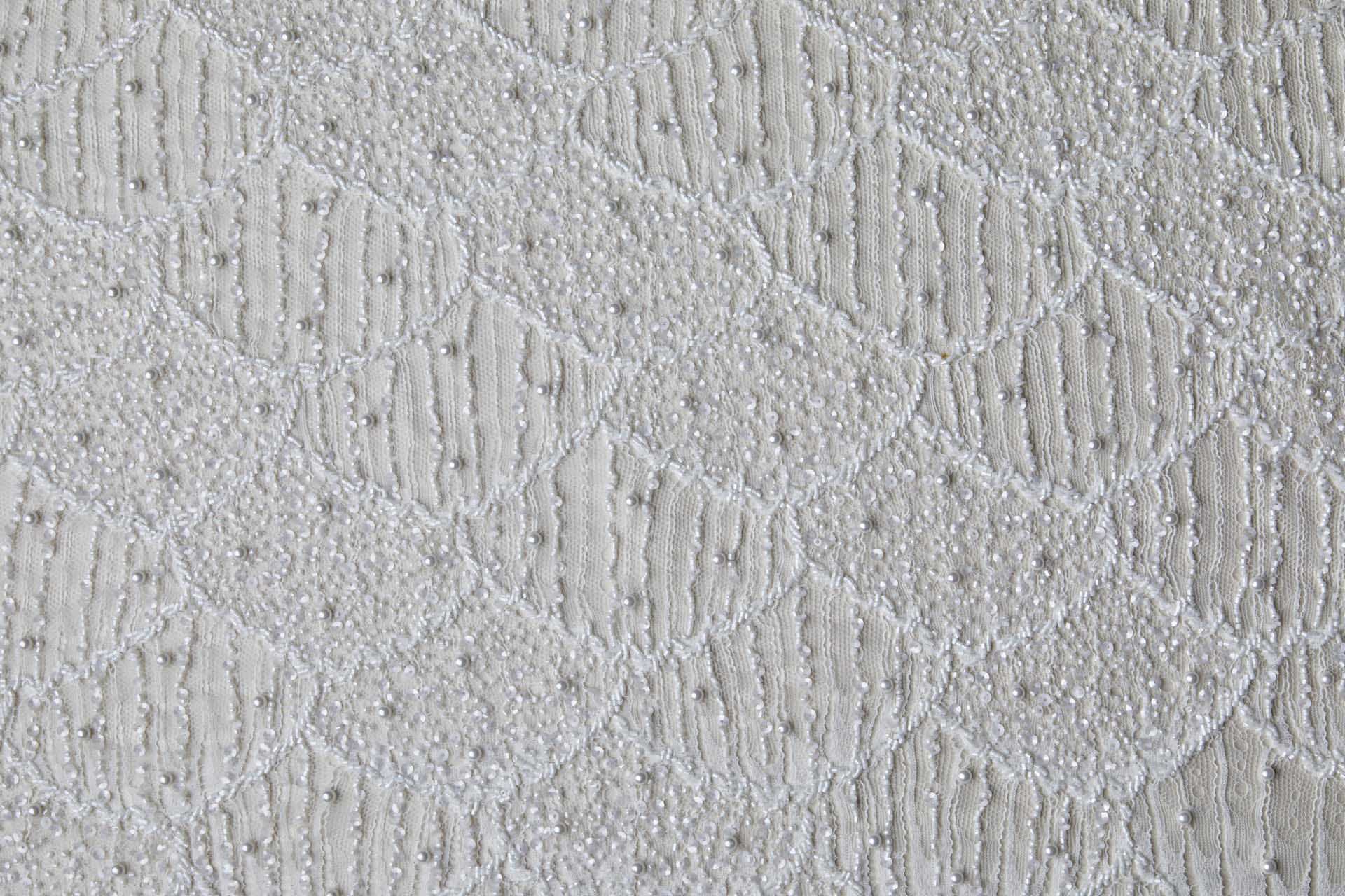 Delicate Mermaid Scales Embroidered Lace - Ivory fabric, image 10 of 15