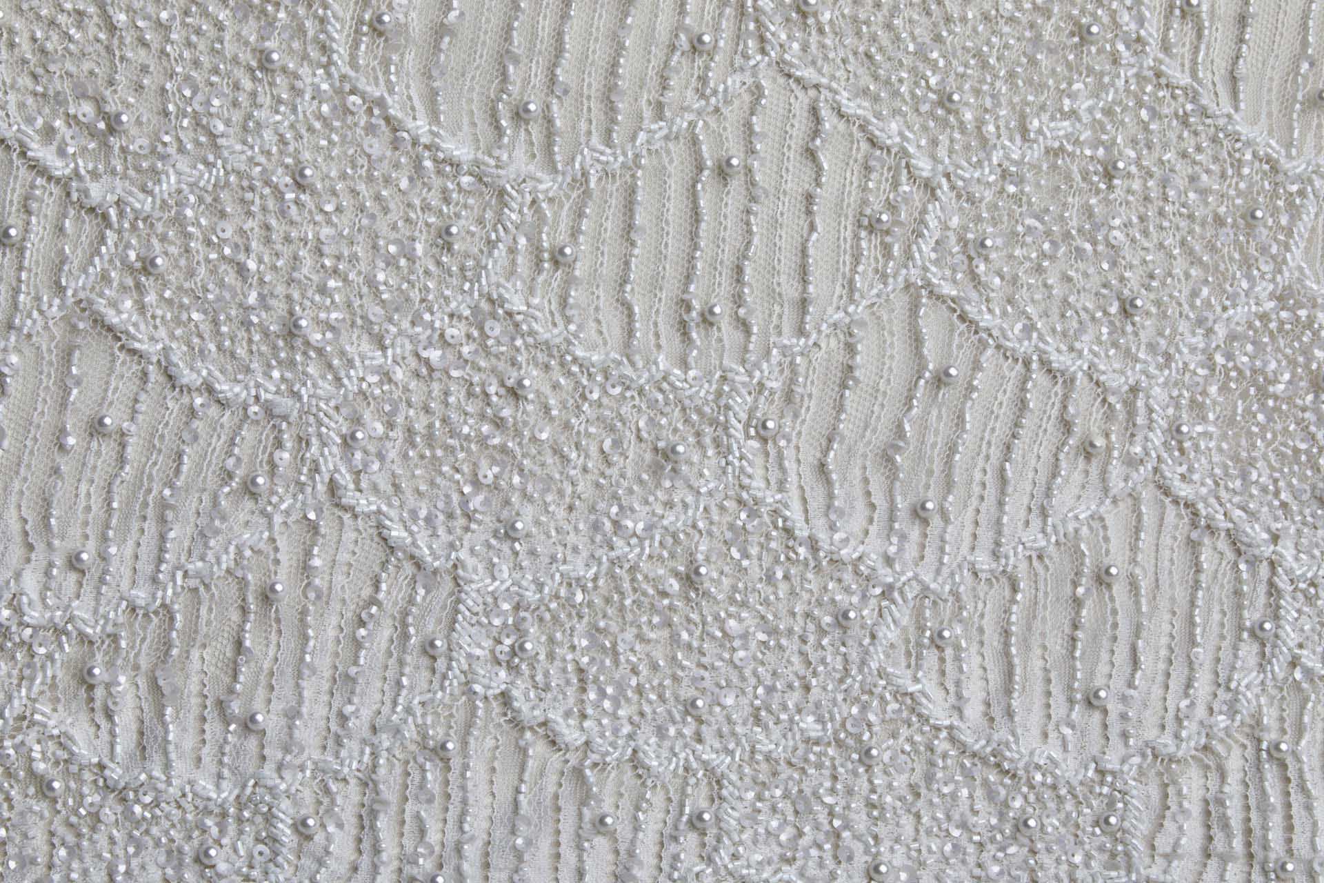 Delicate Mermaid Scales Embroidered Lace - Ivory fabric, image 13 of 15