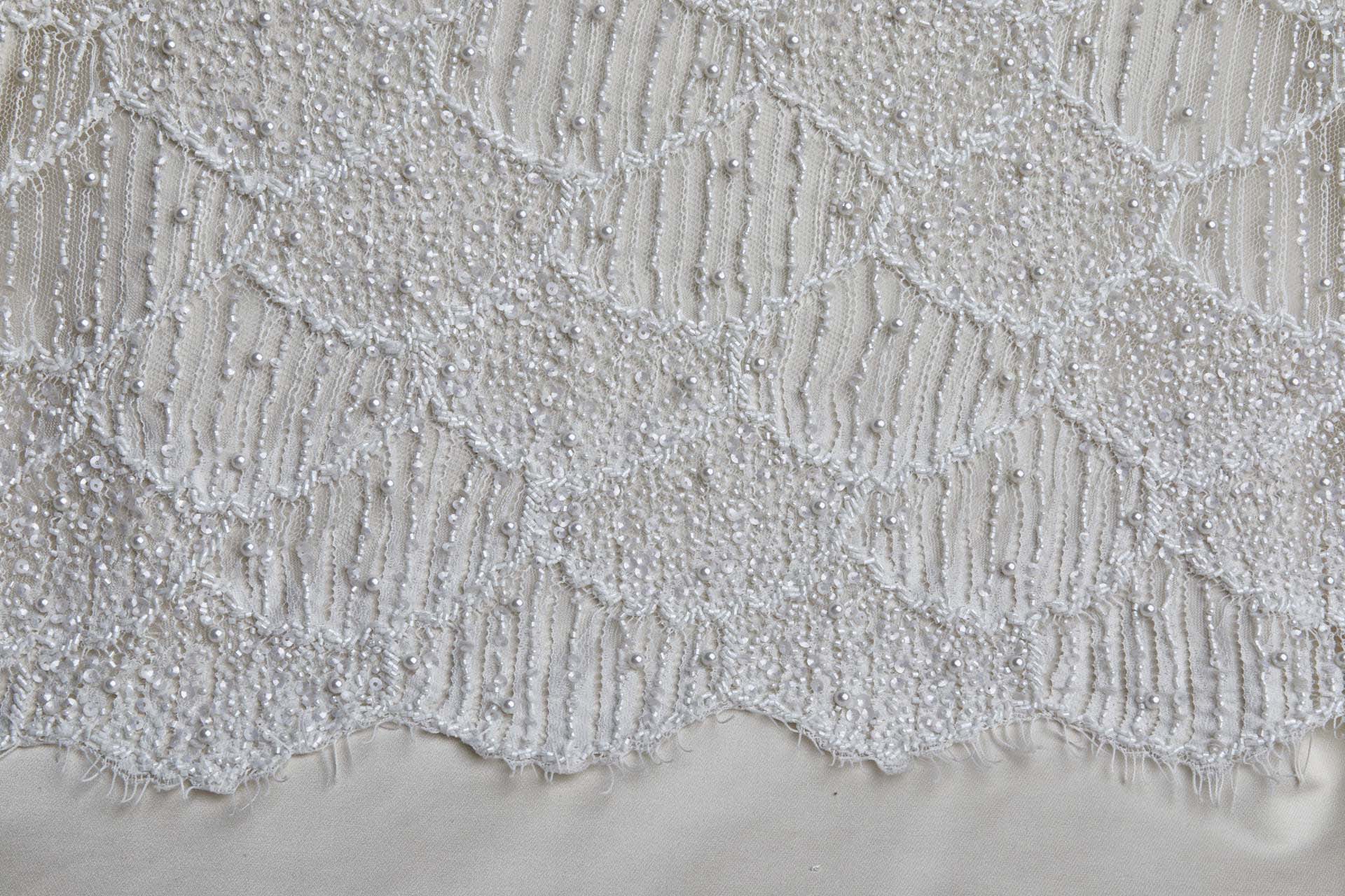 Delicate Mermaid Scales Embroidered Lace - Ivory fabric, image 14 of 15
