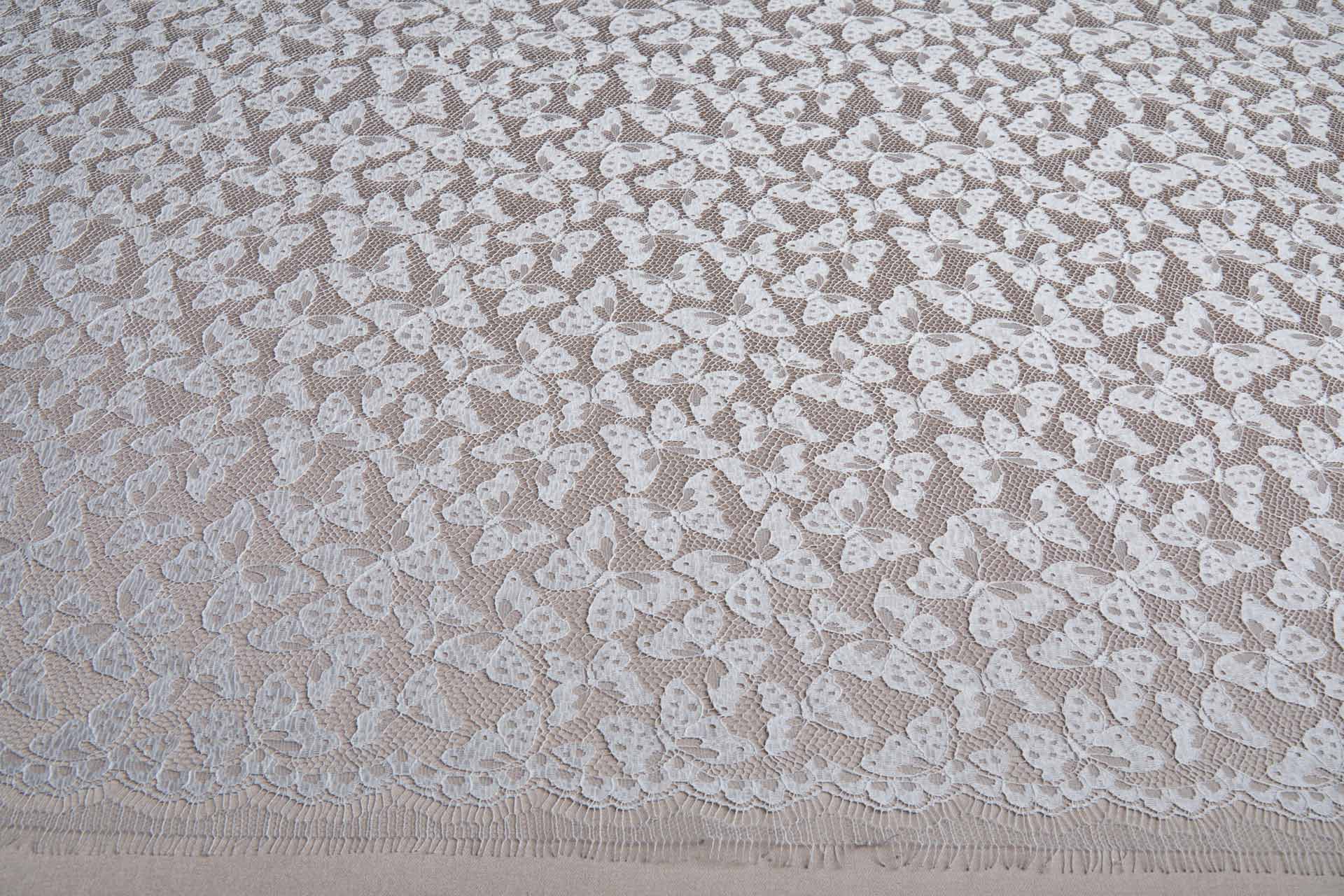 French Leavers Lace with Butterflies - Ivory fabric, image 2 of 9