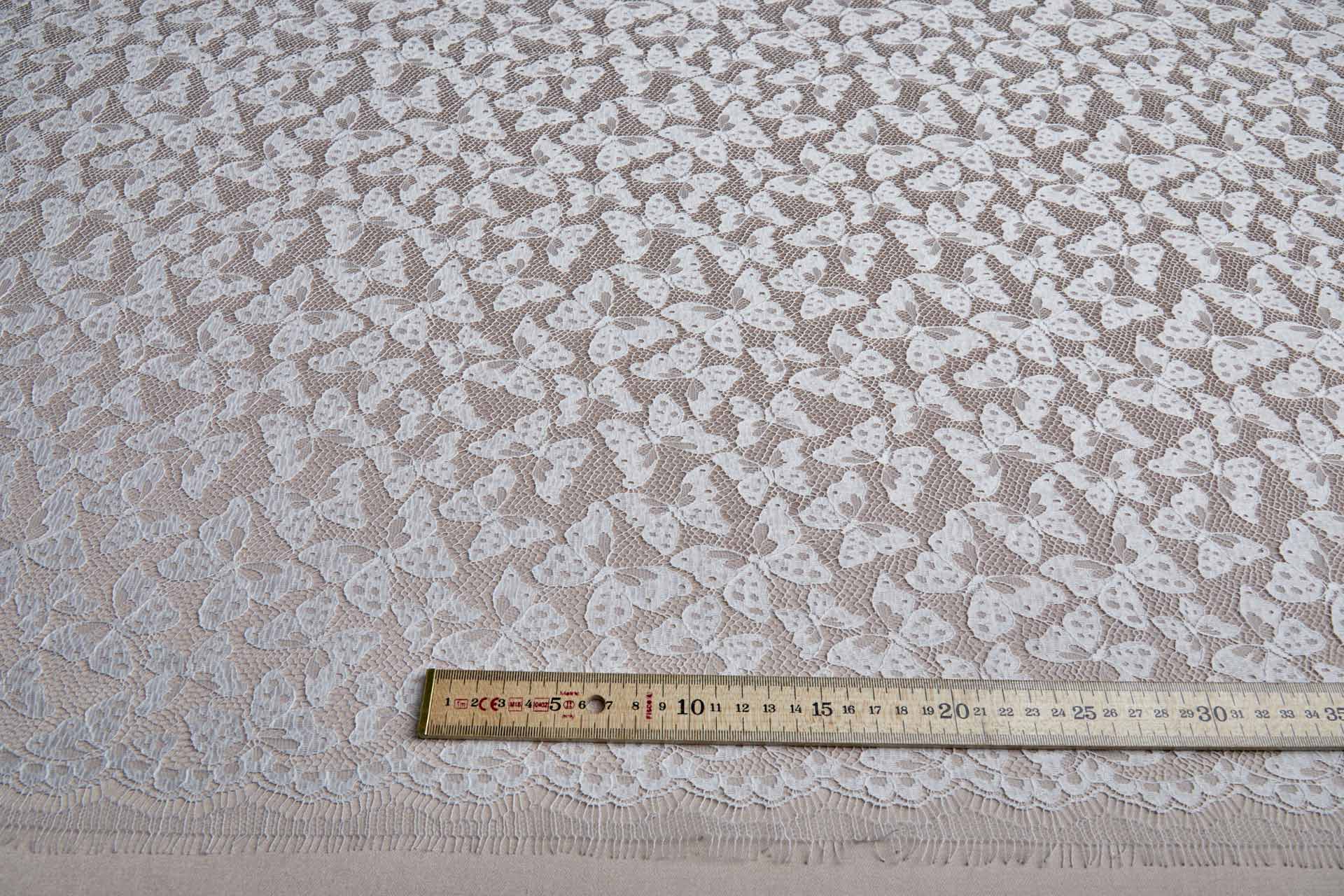 French Leavers Lace with Butterflies - Ivory fabric, image 3 of 9