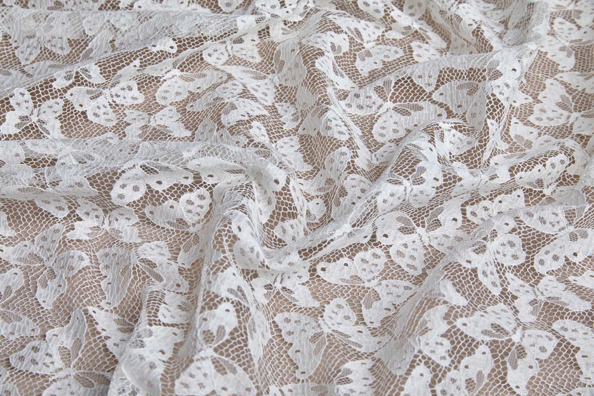 French Leavers Lace with Butterflies - Ivory fabric, image 4 of 9