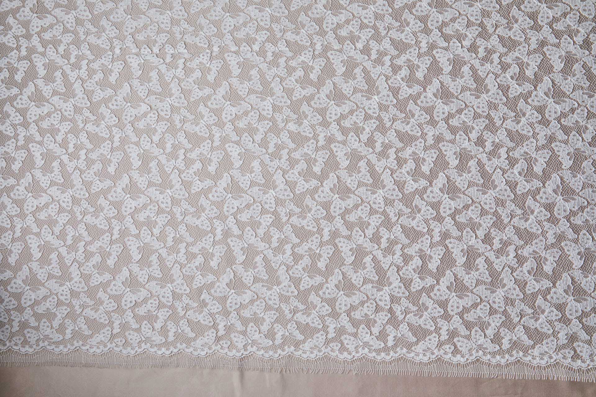 French Leavers Lace with Butterflies - Ivory fabric, image 8 of 9
