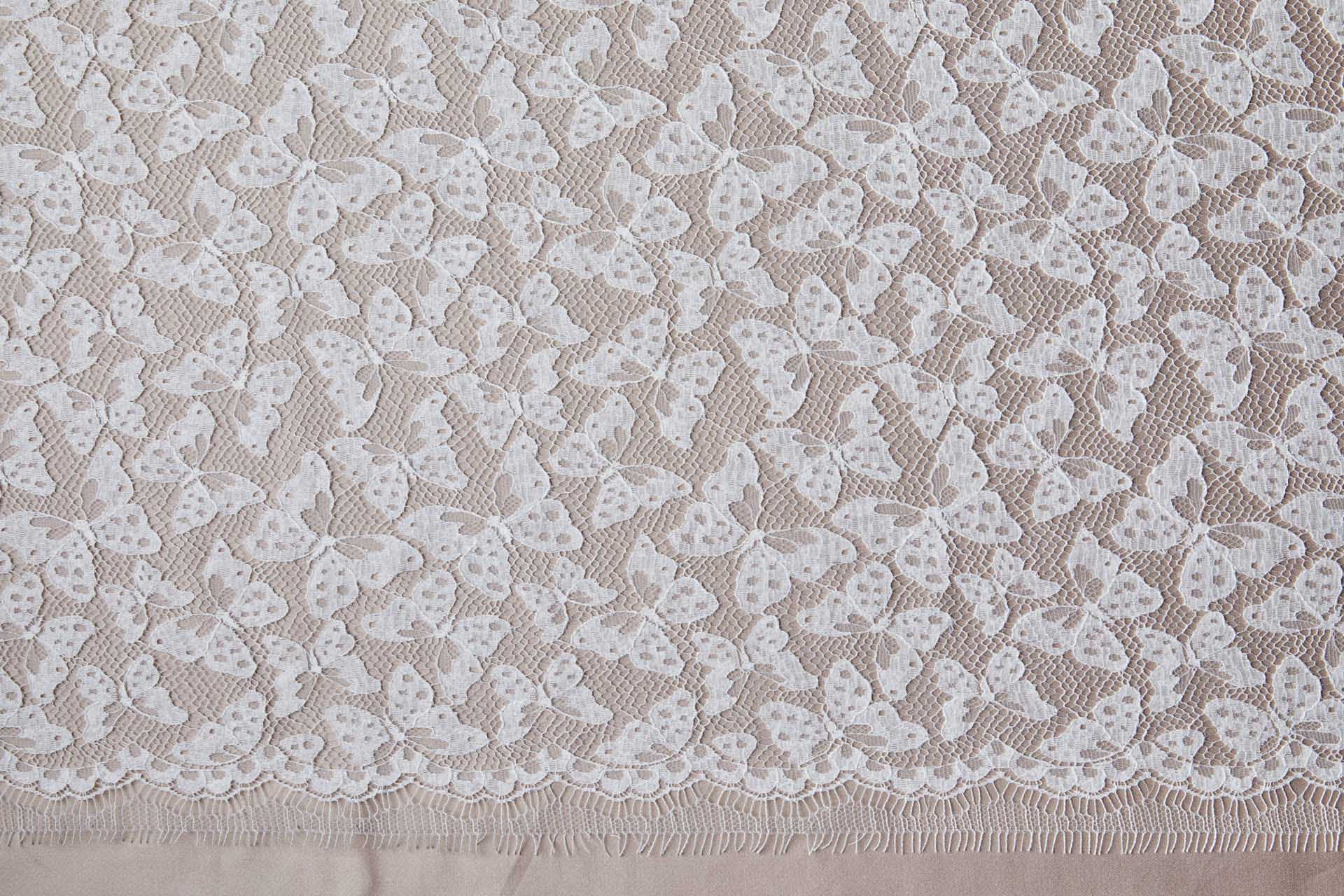 French Leavers Lace with Butterflies - Ivory fabric, image 9 of 9