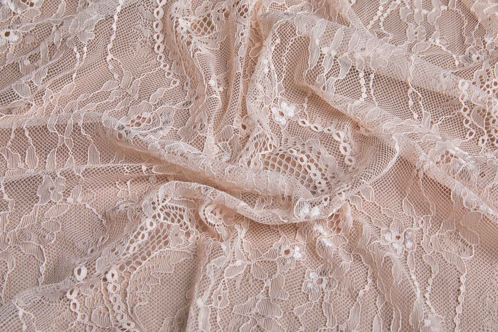 Base Lace in Pale Peachy Pink fabric