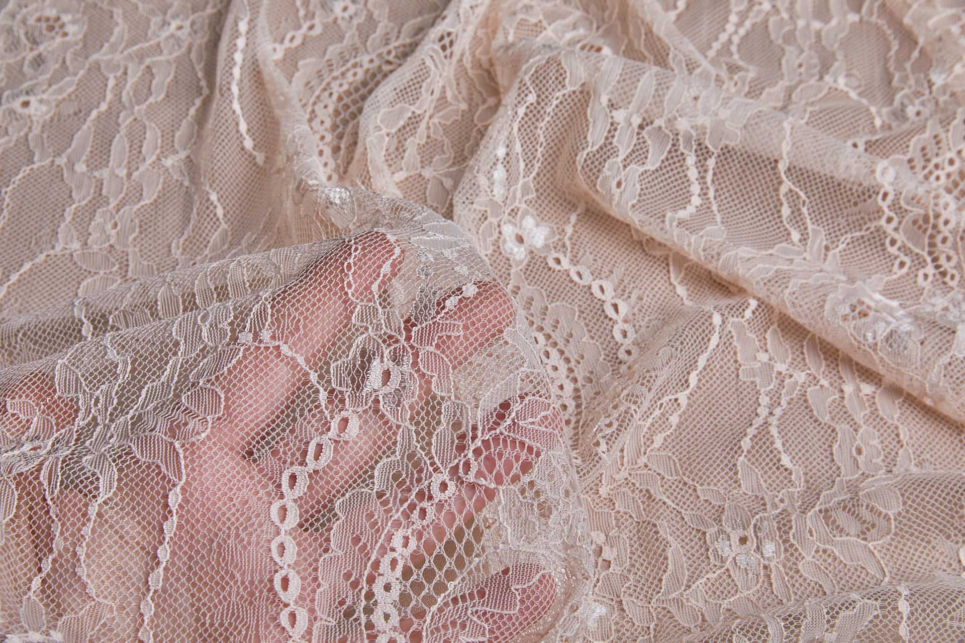 Base Lace in Pale Peachy Pink fabric, image 5 of 6