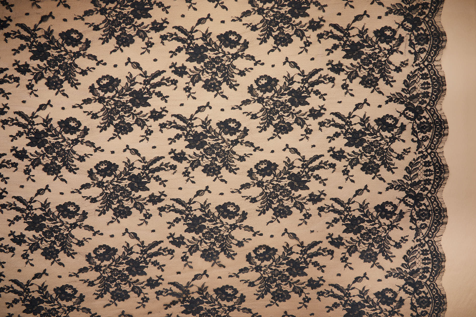 Classic Floral Bouquet Leavers Lace in Black - 170cm fabric, image 5 of 10