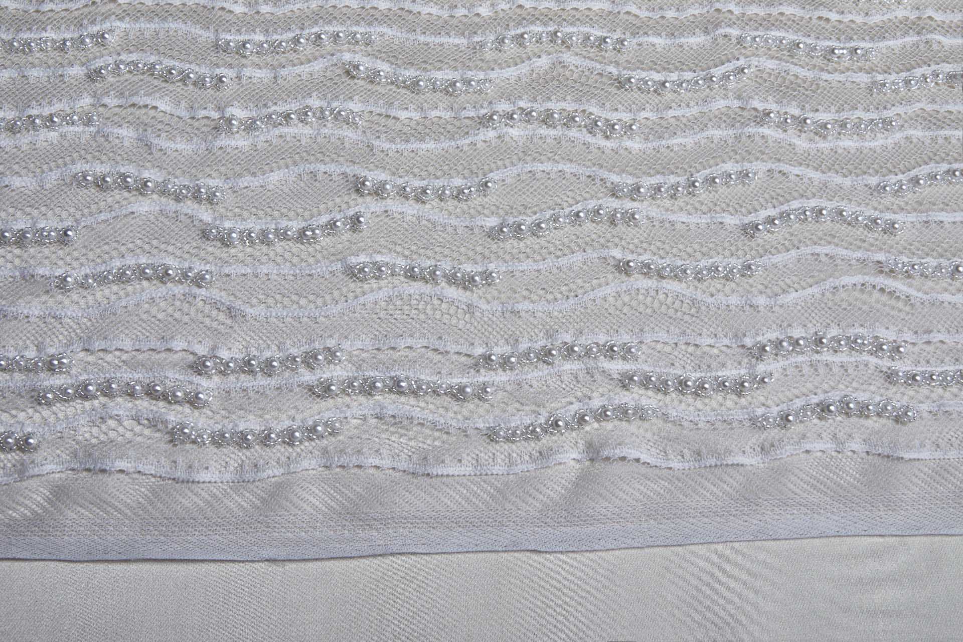 Italian Hand Beaded Lace - Pale Ivory with Pearls and Glass Beads fabric, image 10 of 10