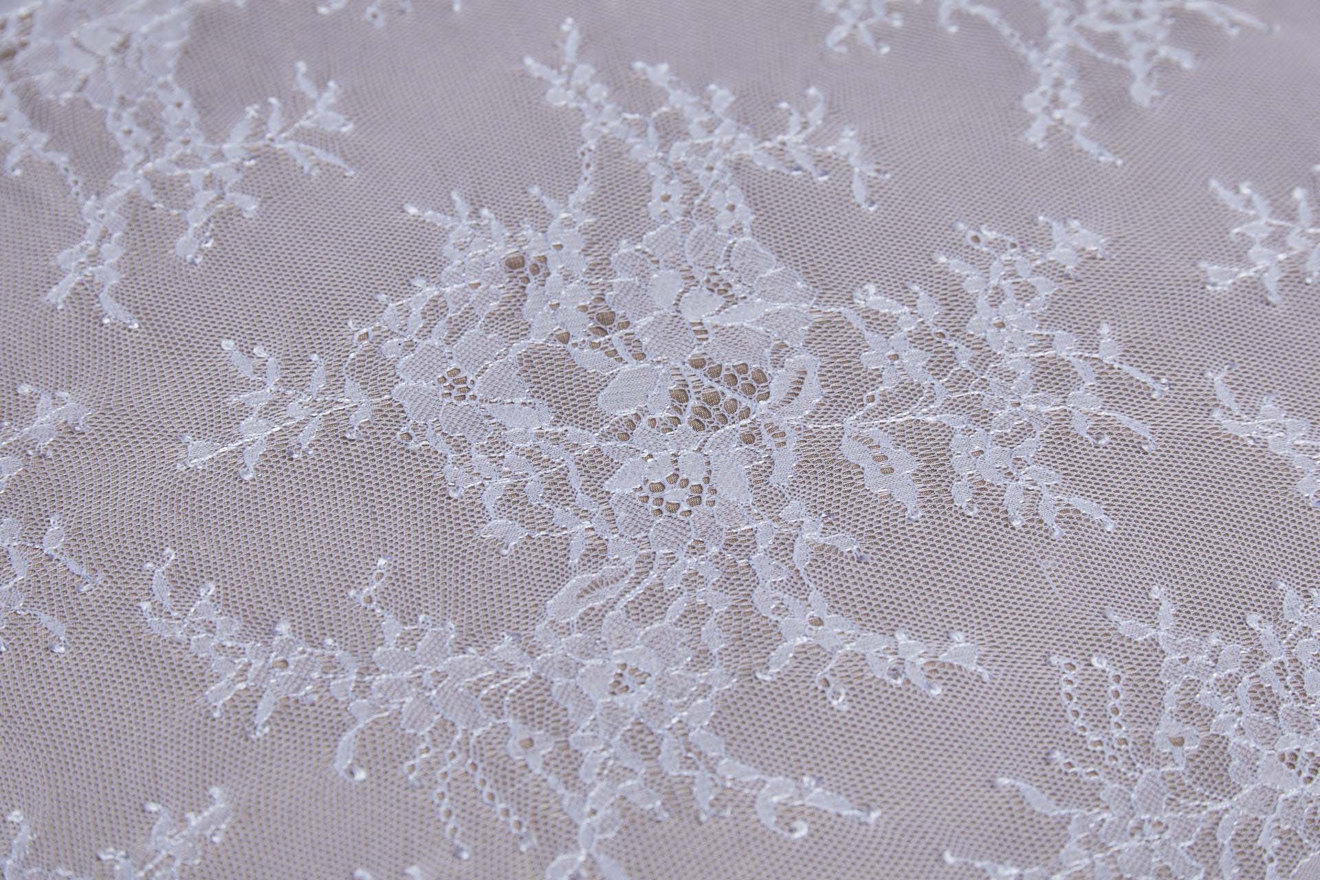 Chantilly Lace - White Double Scallop fabric, image 3 of 5