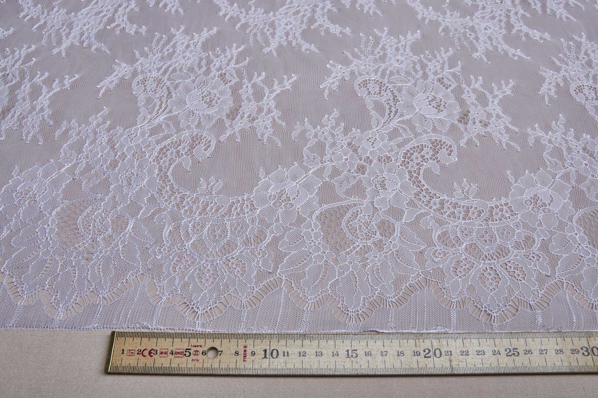 Chantilly Lace - White Double Scallop fabric, image 4 of 5