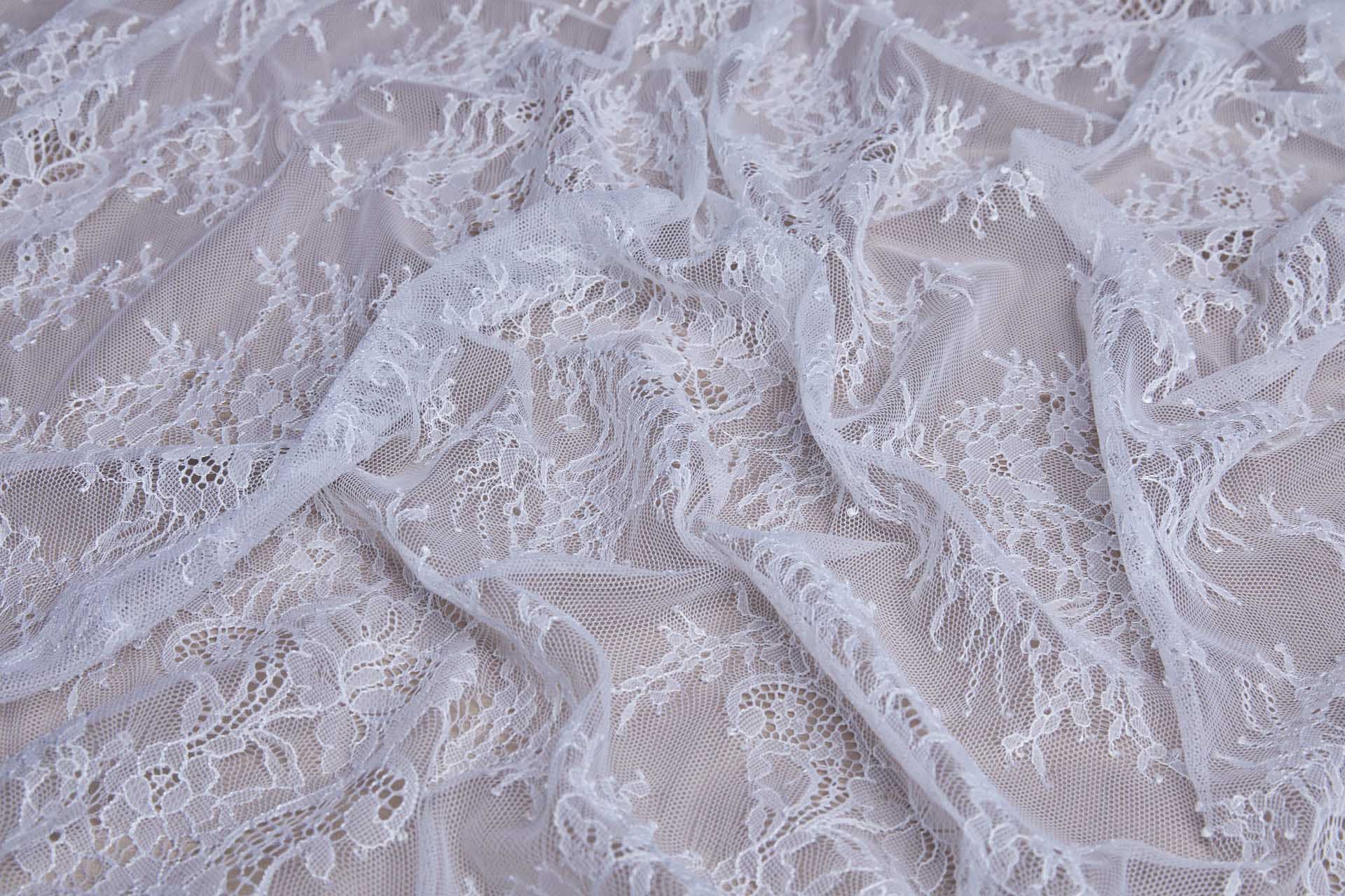 Chantilly Lace - White Double Scallop fabric, image 5 of 5