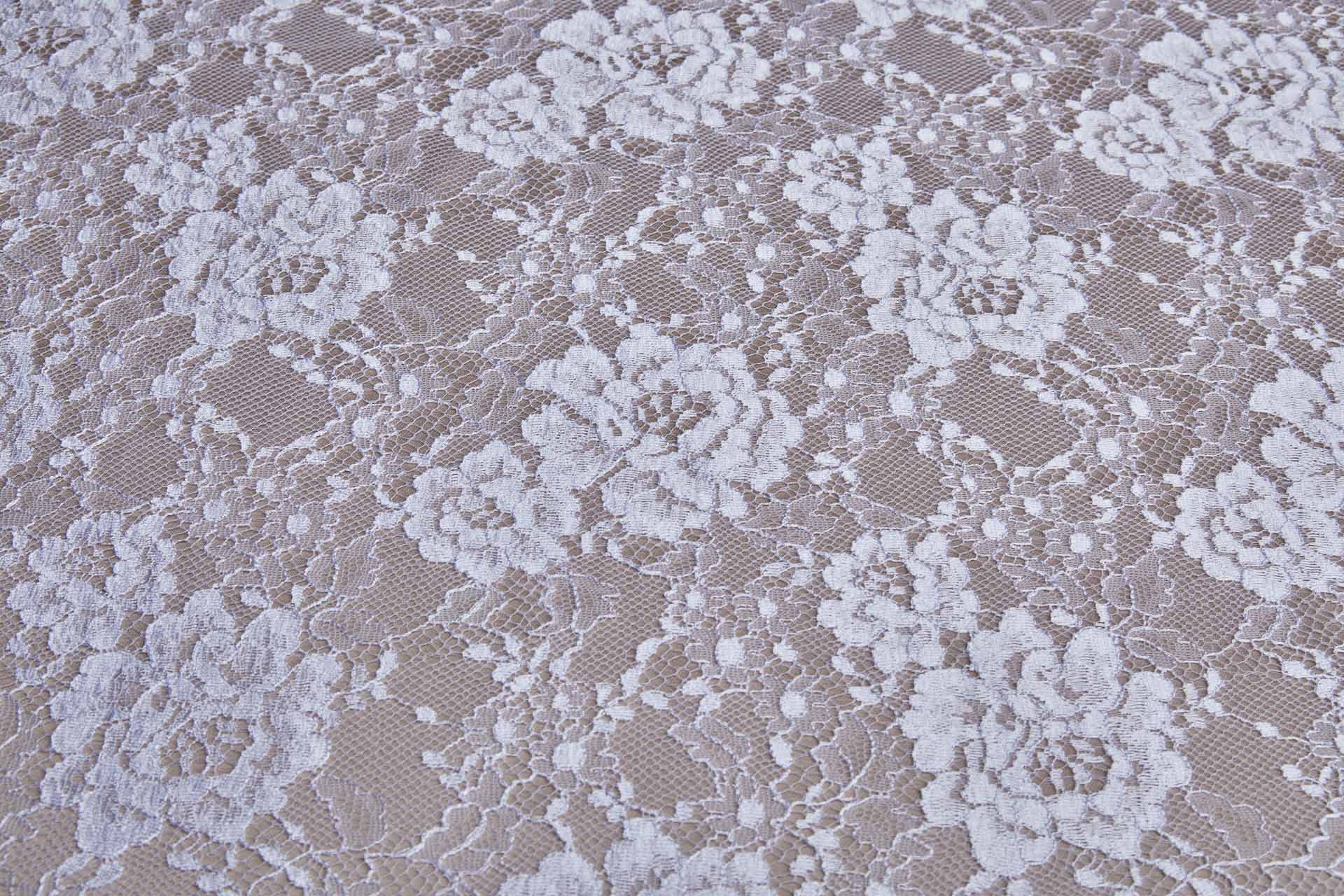 Rose Leavers Lace - White Double Scallop fabric, image 3 of 9