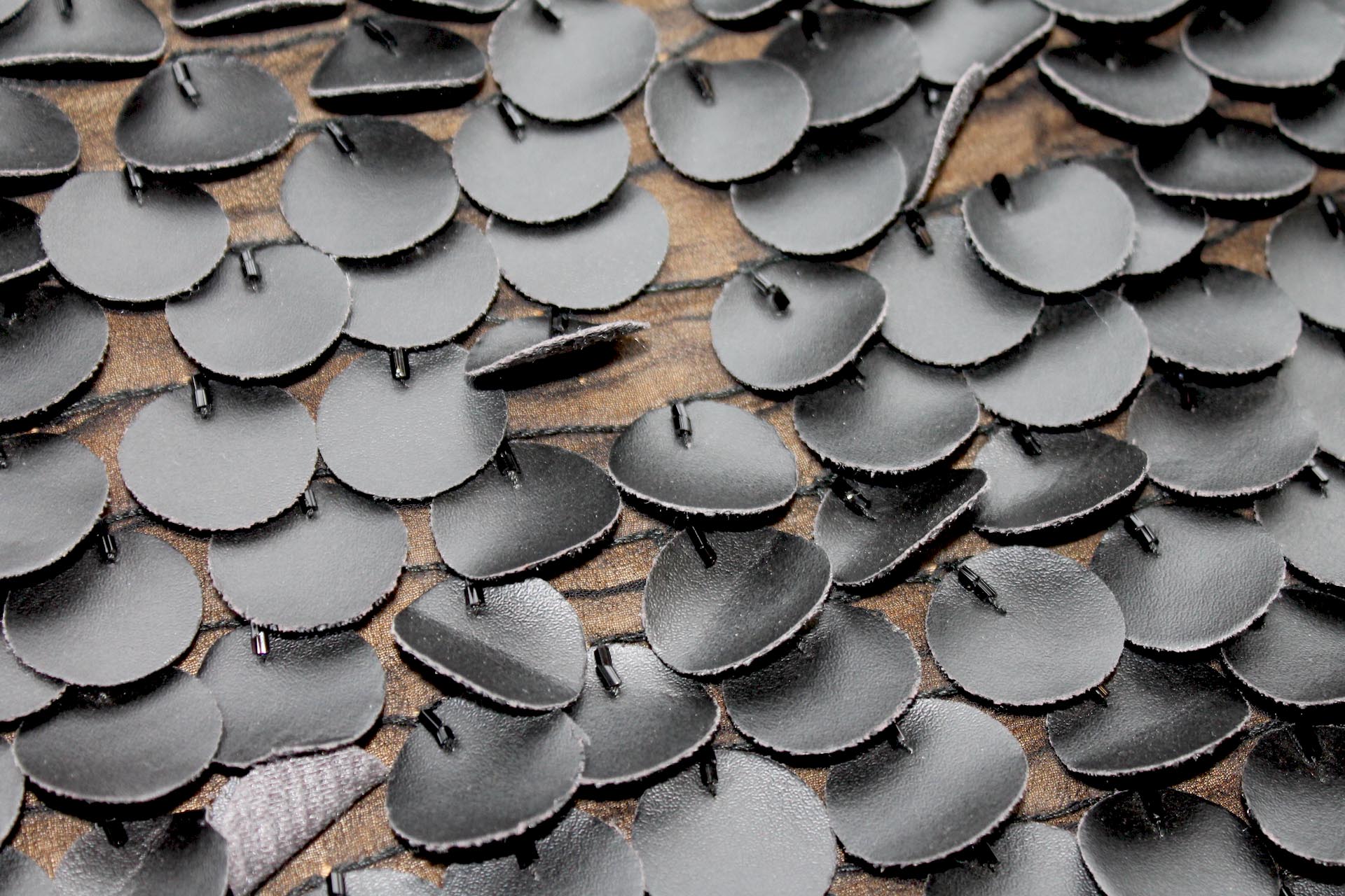Leatherette Coin Sequin - Black fabric, image 3 of 6