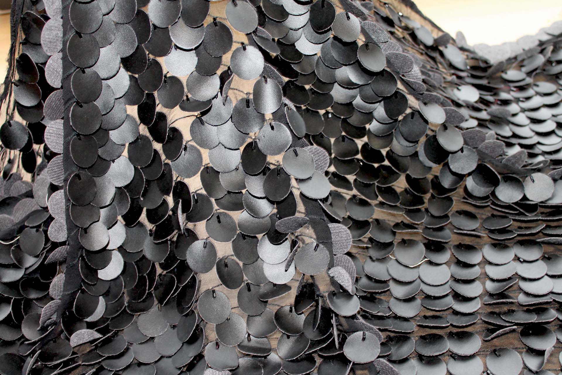Leatherette Coin Sequin - Black fabric, image 6 of 6