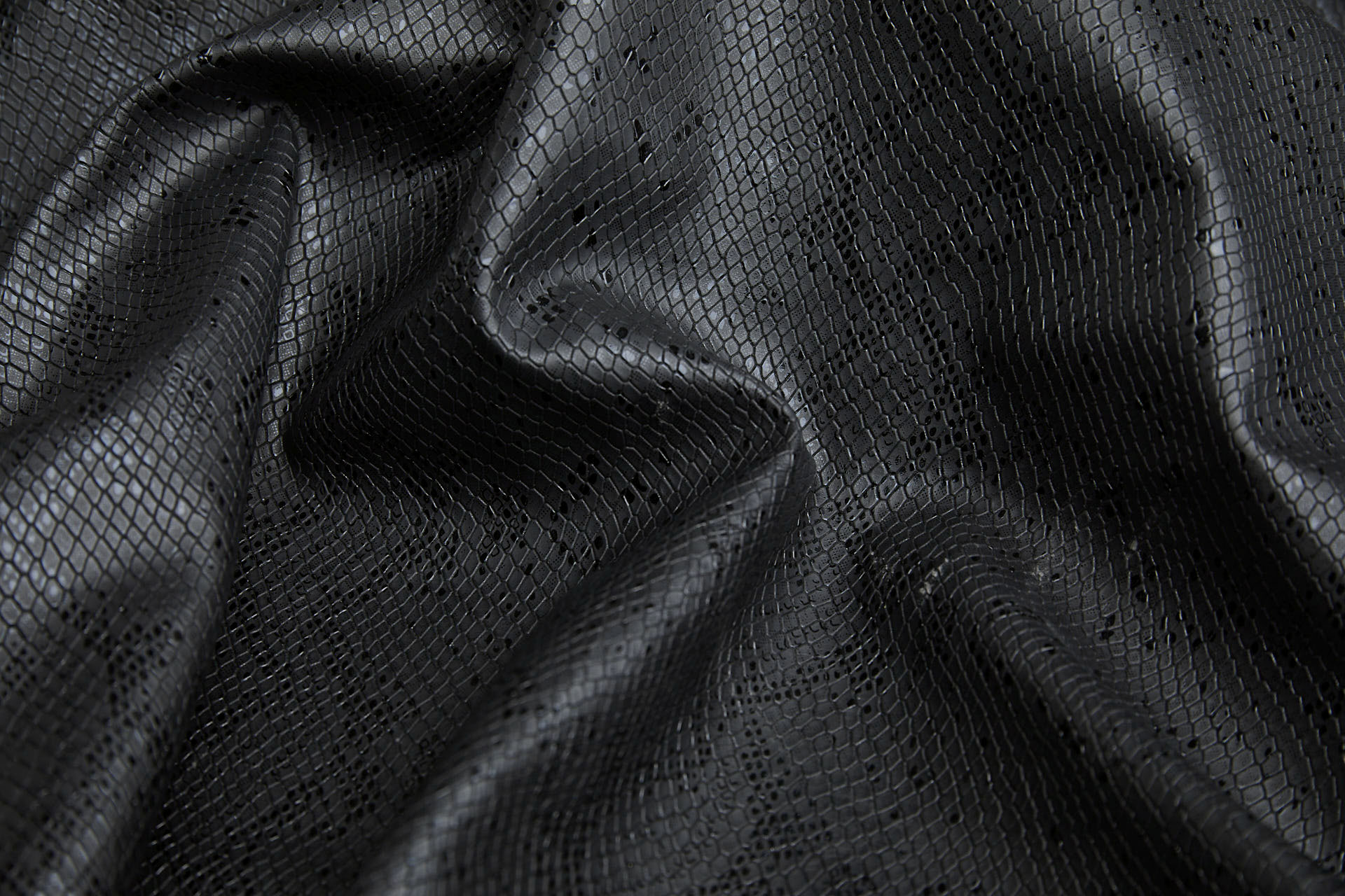 Embossed Snakeskin / Reptile Leatherette - Black fabric, image 10 of 12