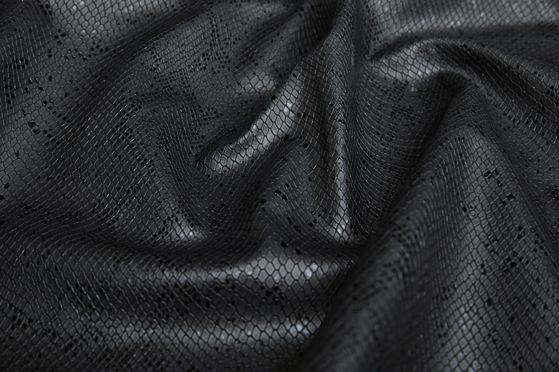 Embossed Snakeskin / Reptile Leatherette - Black fabric