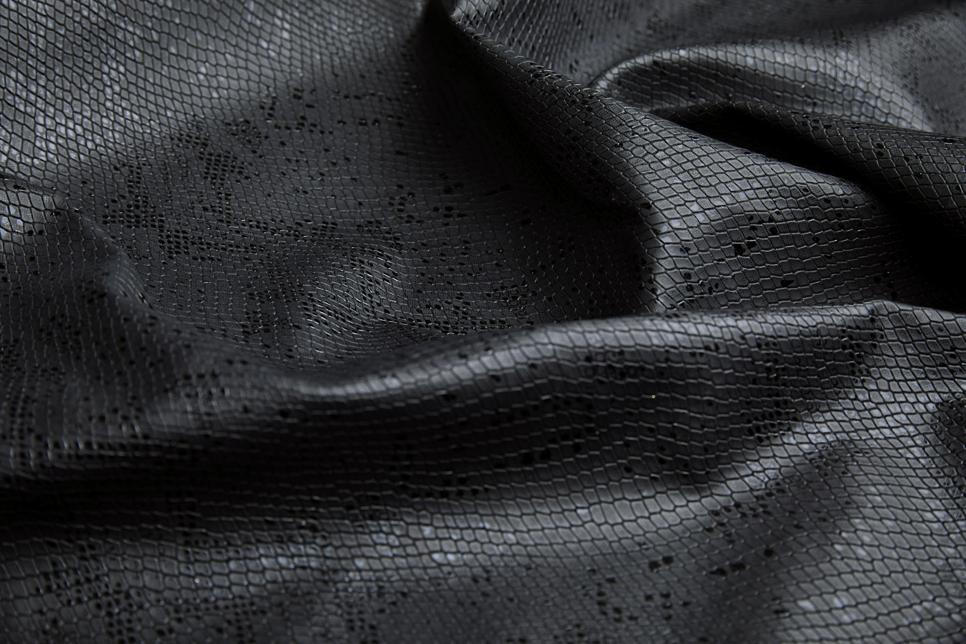 Embossed Snakeskin / Reptile Leatherette - Black fabric, image 3 of 12