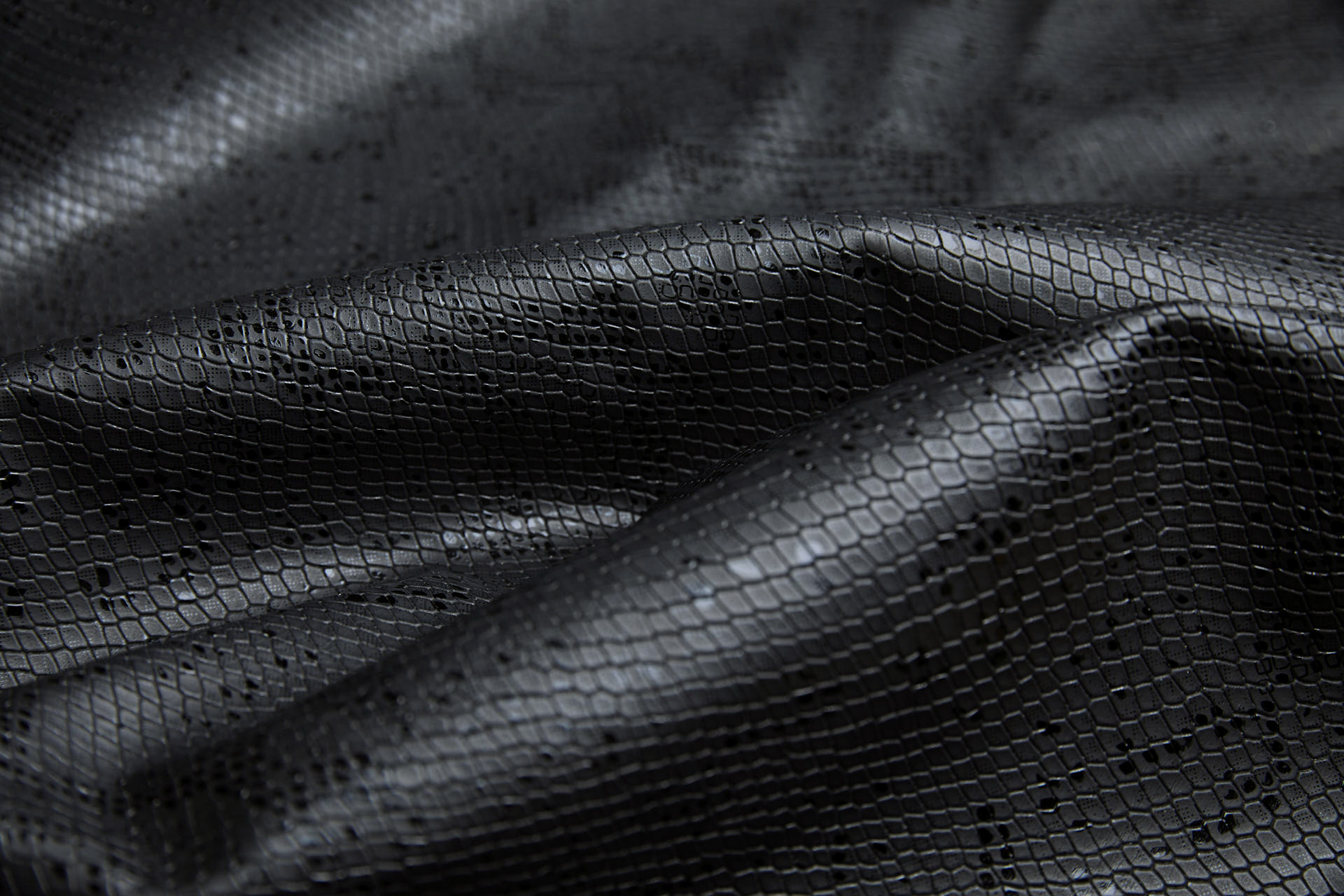Embossed Snakeskin / Reptile Leatherette - Black fabric, image 4 of 12