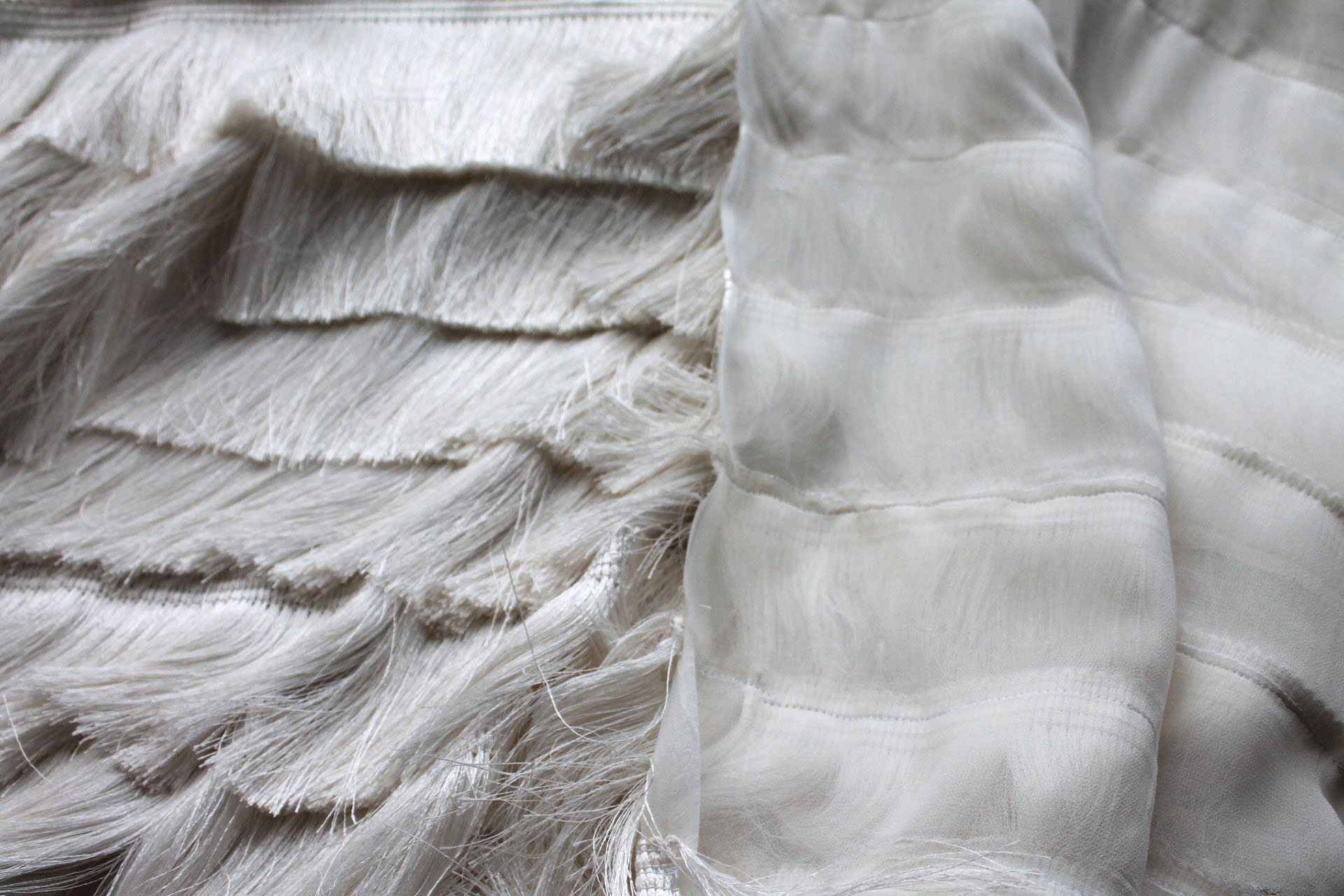Linear Viscose Fringing on Chiffon - Ivory fabric, image 6 of 10