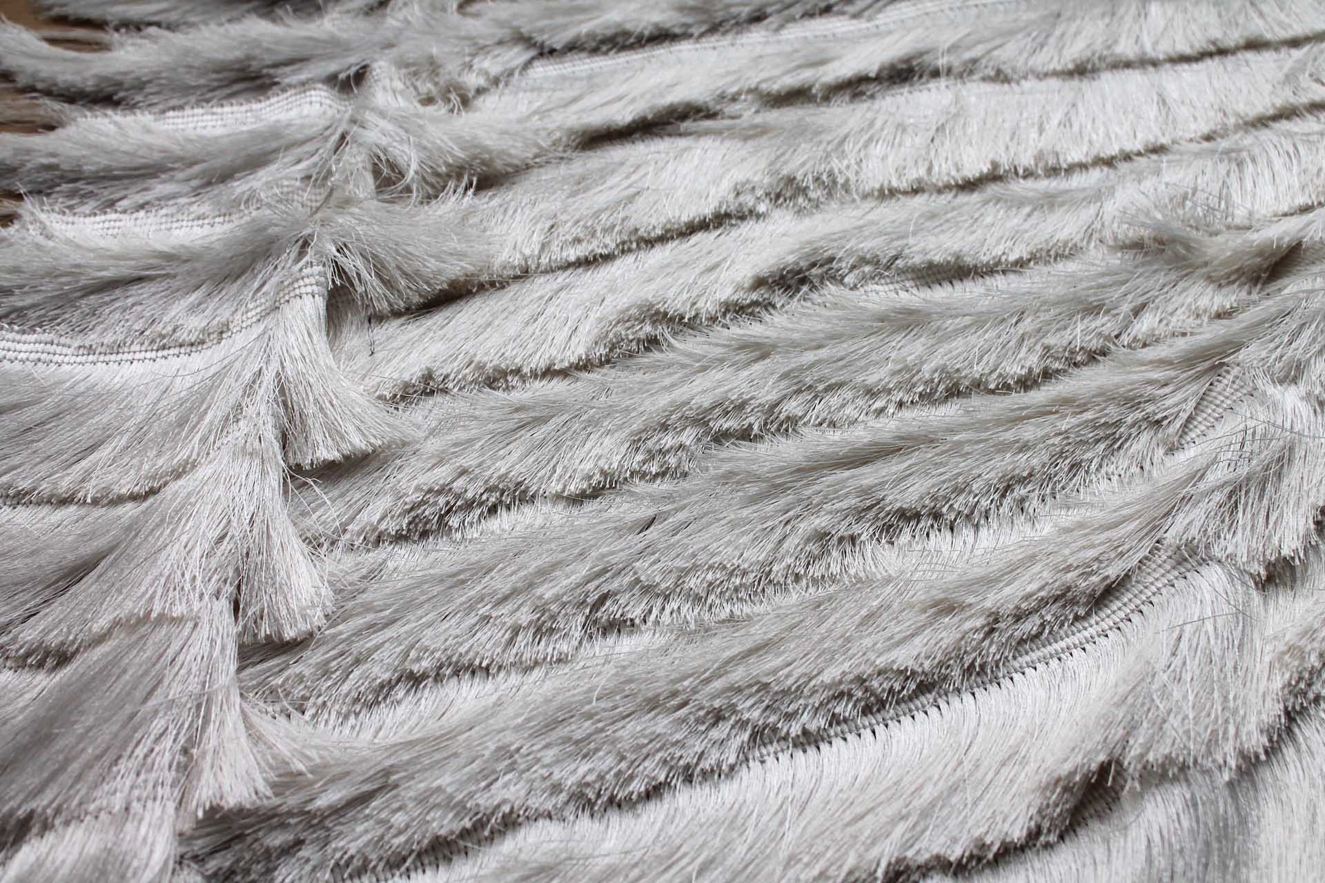 Linear Viscose Fringing on Chiffon - Ivory fabric