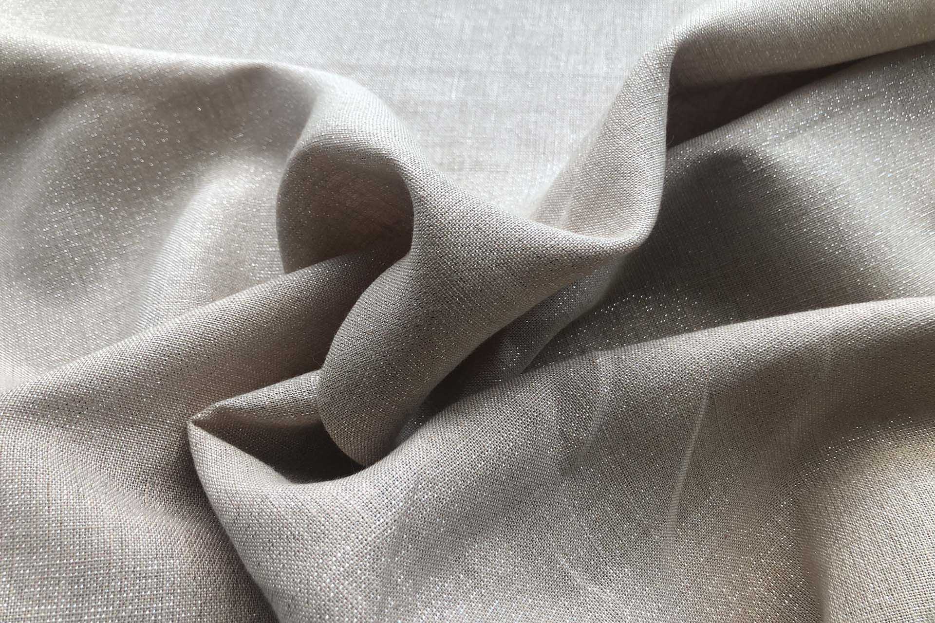 Linen with Lurex - Nude and Silver fabric, image 3 of 5