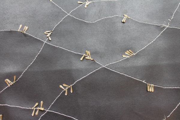 Embellished Leatherette - Black with Gold Metal Sequins fabric, image 13 of 13