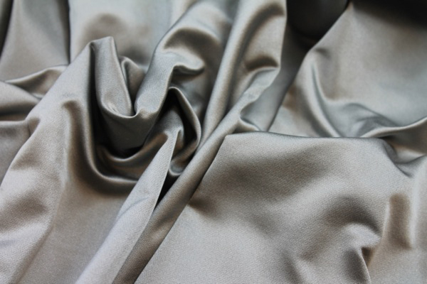 Silk/Cotton Duchesse Satin - Grey fabric, image 3 of 6
