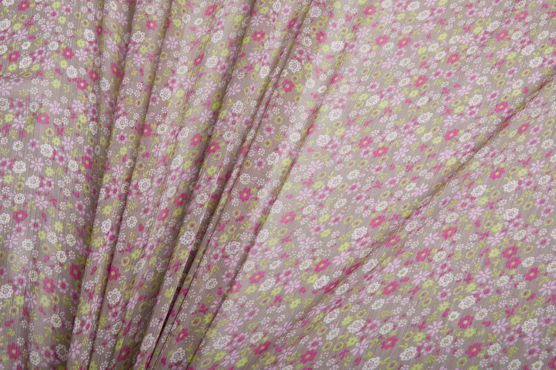 Floral Printed Chiffon - Pinks and Greens fabric, image 3 of 9