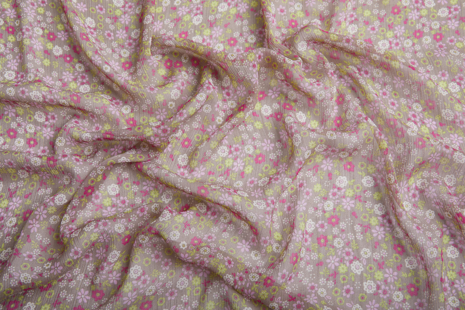 Floral Printed Chiffon - Pinks and Greens fabric, image 4 of 9