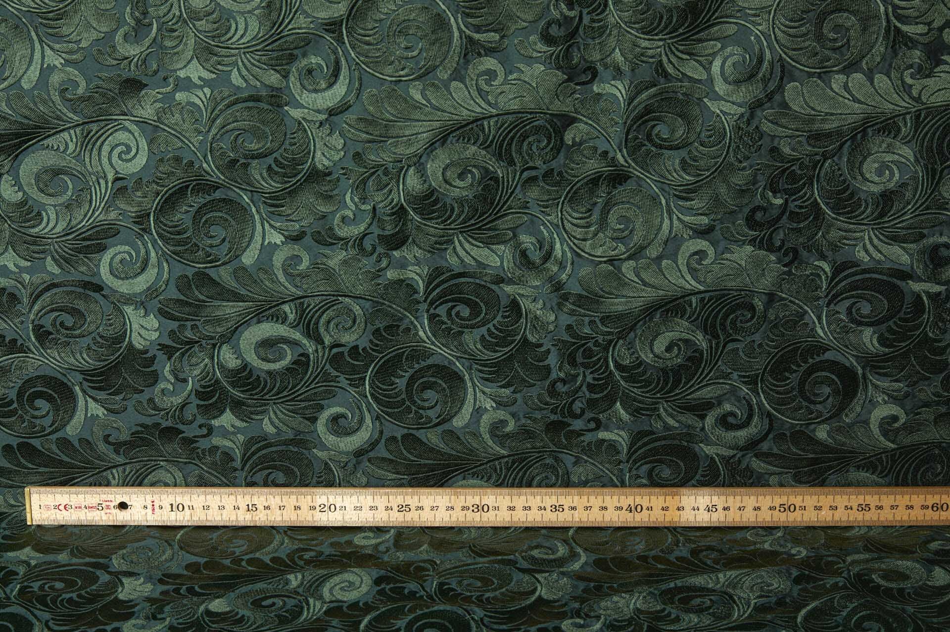 New Large Swirl Embroidered Dupion - Dark Green - 135cm fabric, image 6 of 7
