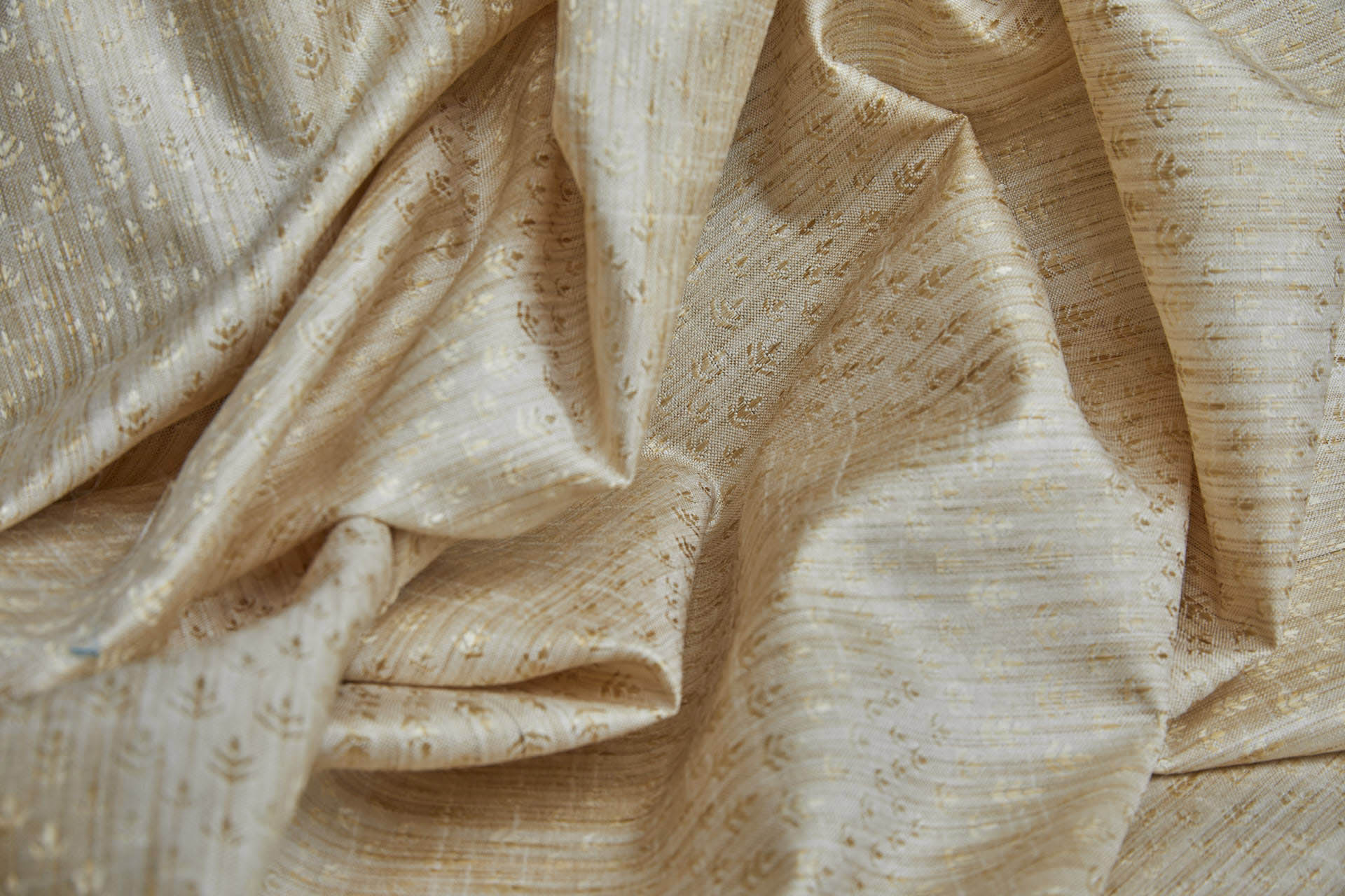 Off White and Straw Gold Soft Indian Brocade fabric, image 7 of 10
