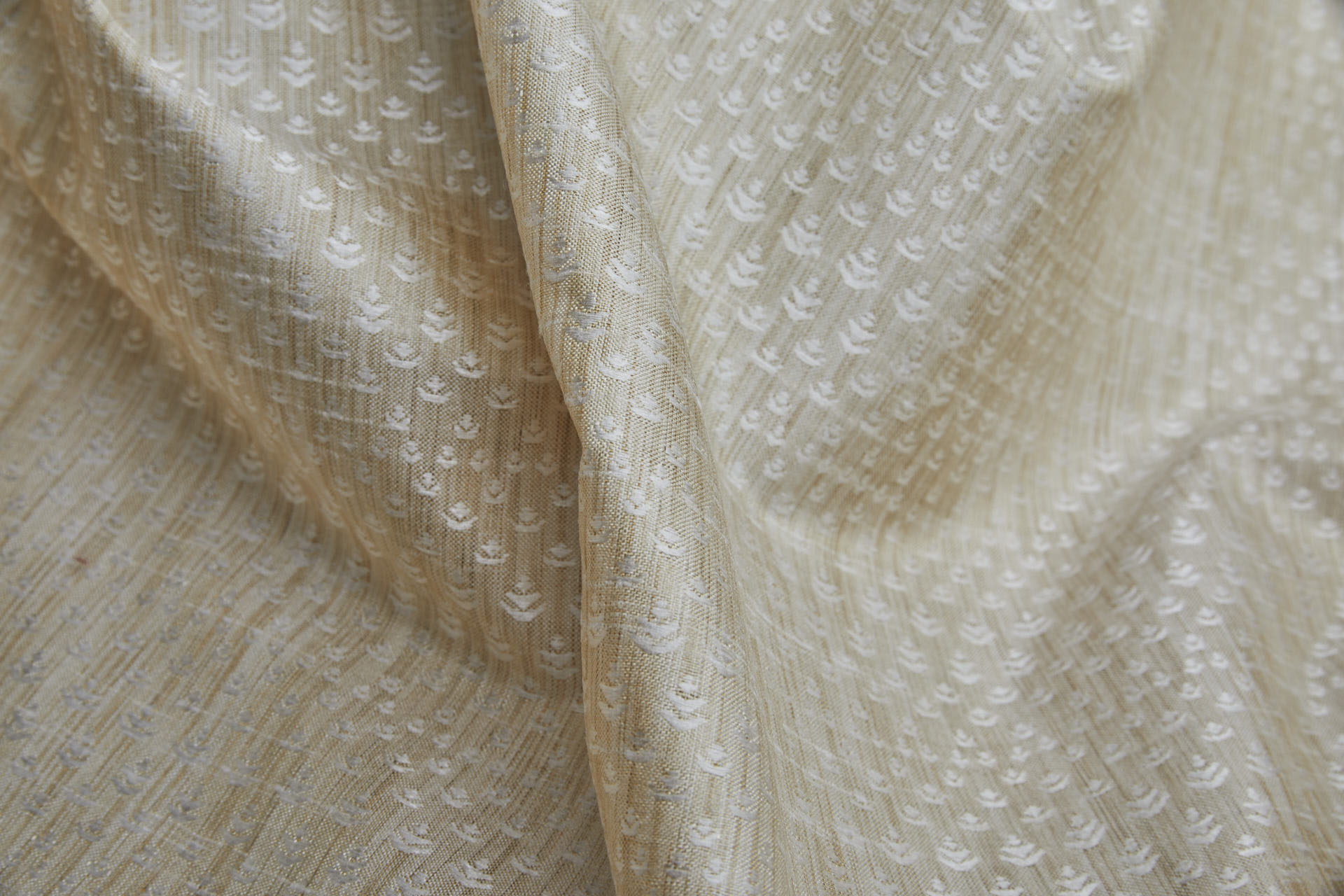 Off White and Straw Gold Soft Indian Brocade fabric, image 9 of 10