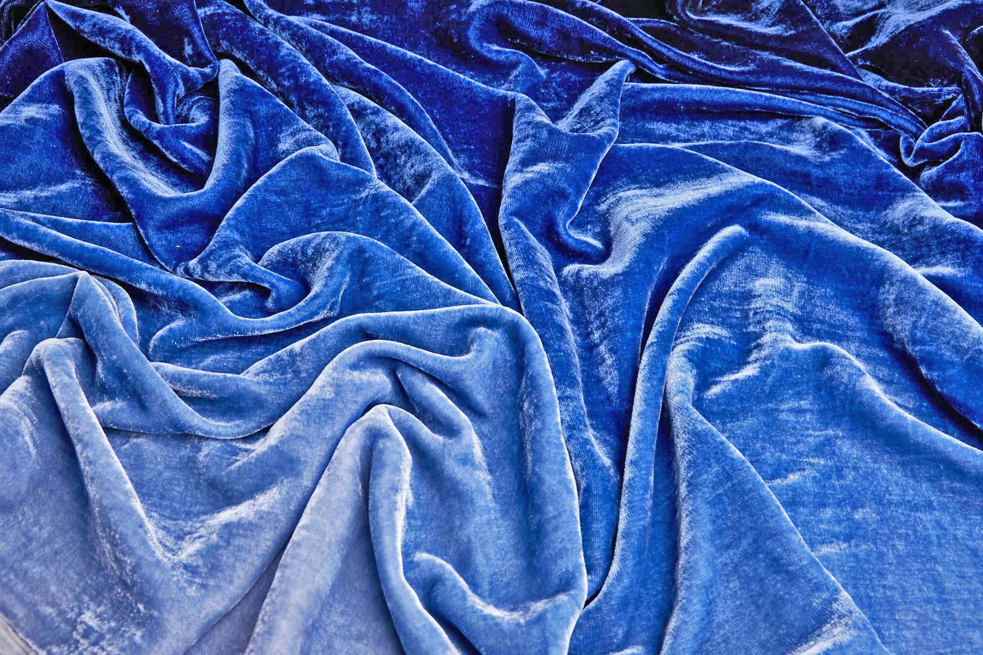 Ombré Silk Velvet - Blues fabric, image 5 of 9