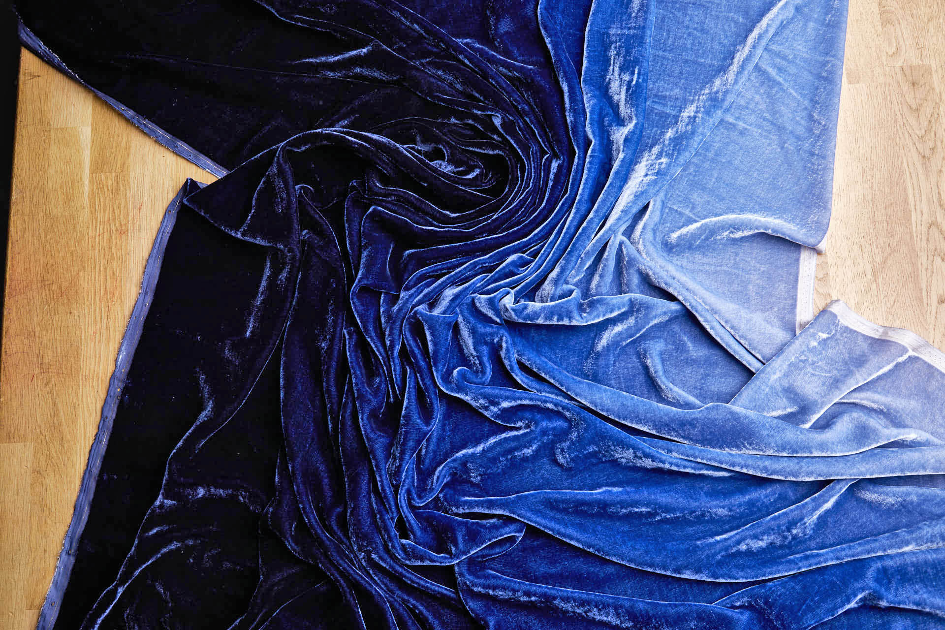 Ombré Silk Velvet - Blues fabric, image 7 of 9
