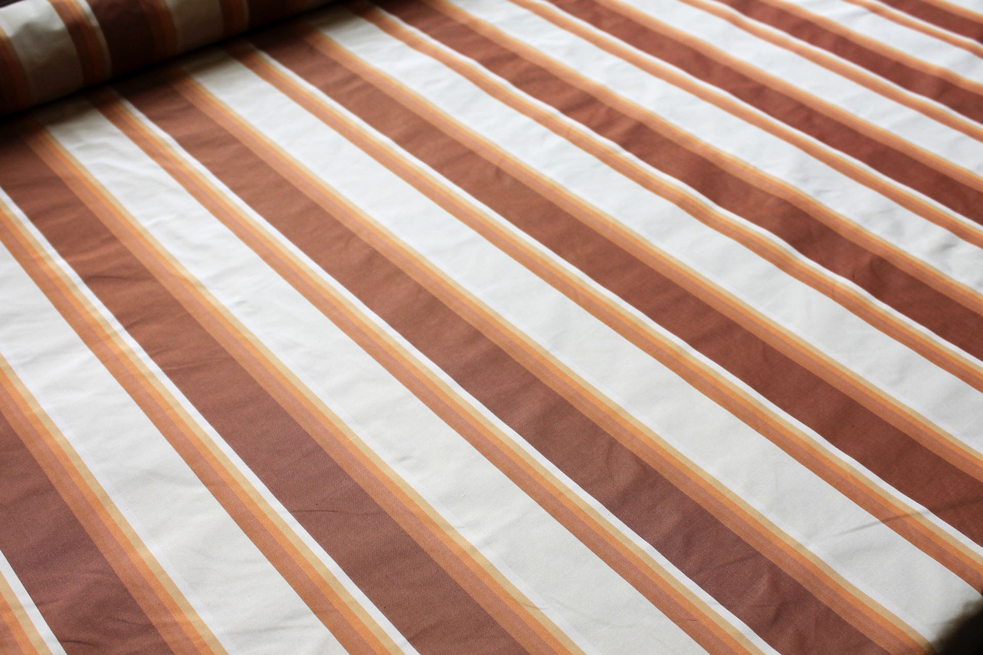Orange and Cream Striped Silk Taffeta fabric, image 2 of 6