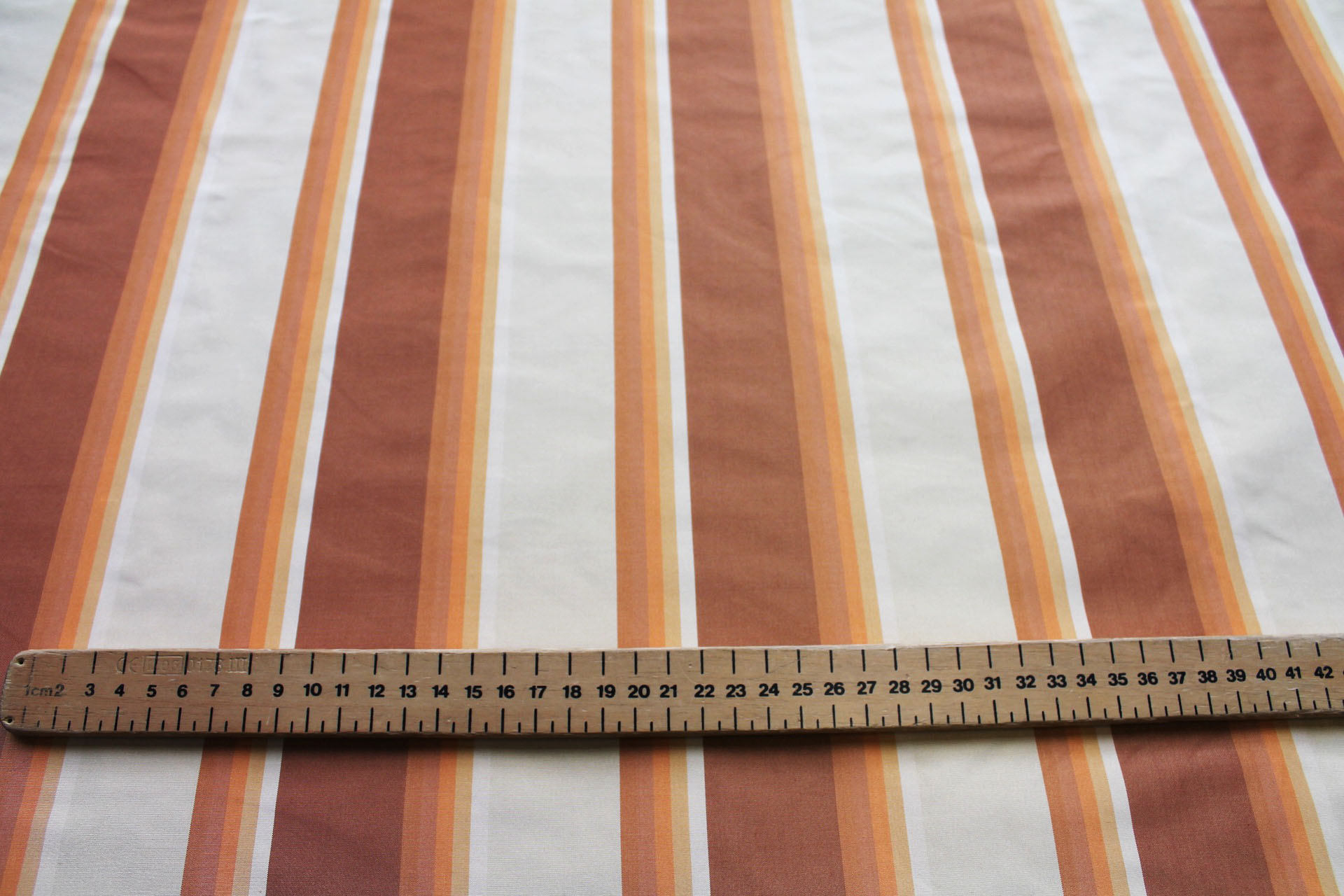 Orange and Cream Striped Silk Taffeta fabric, image 3 of 6