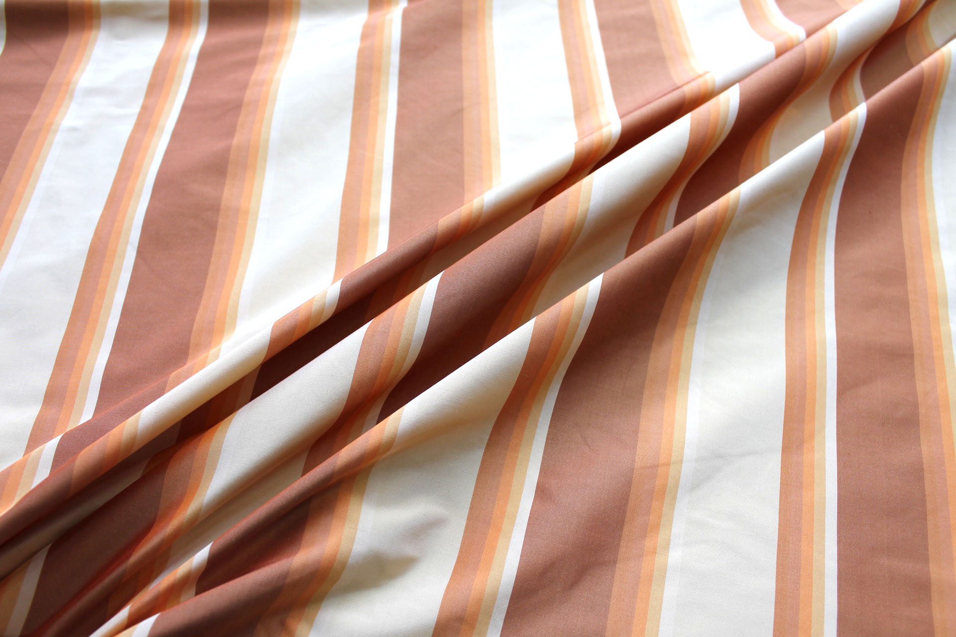 Orange and Cream Striped Silk Taffeta fabric, image 4 of 6
