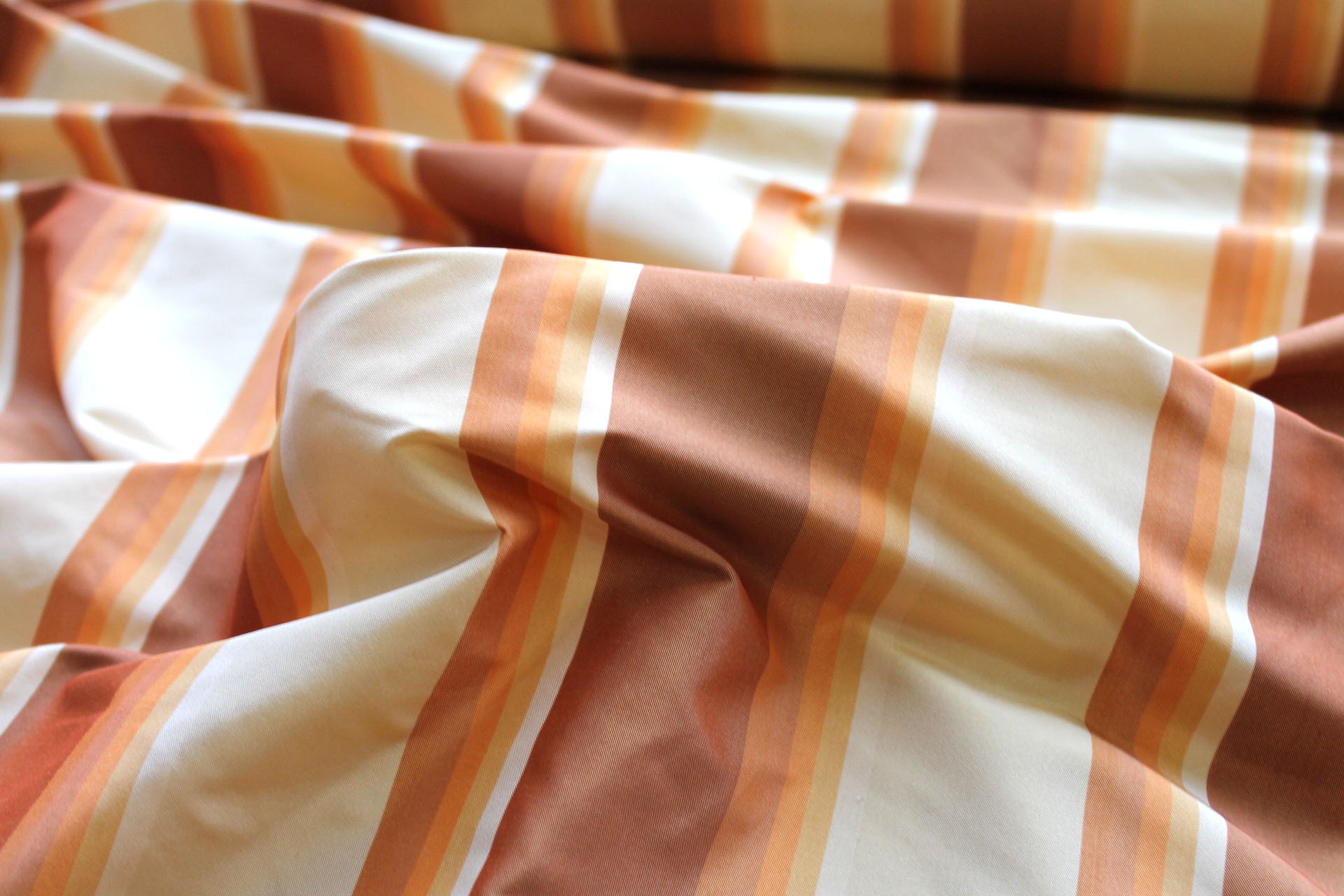 Orange and Cream Striped Silk Taffeta fabric, image 5 of 6