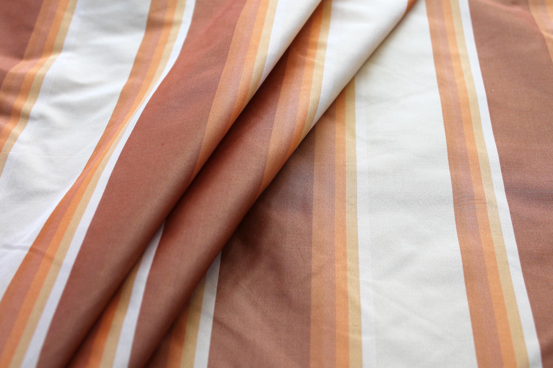 Orange and Cream Striped Silk Taffeta fabric, image 6 of 6