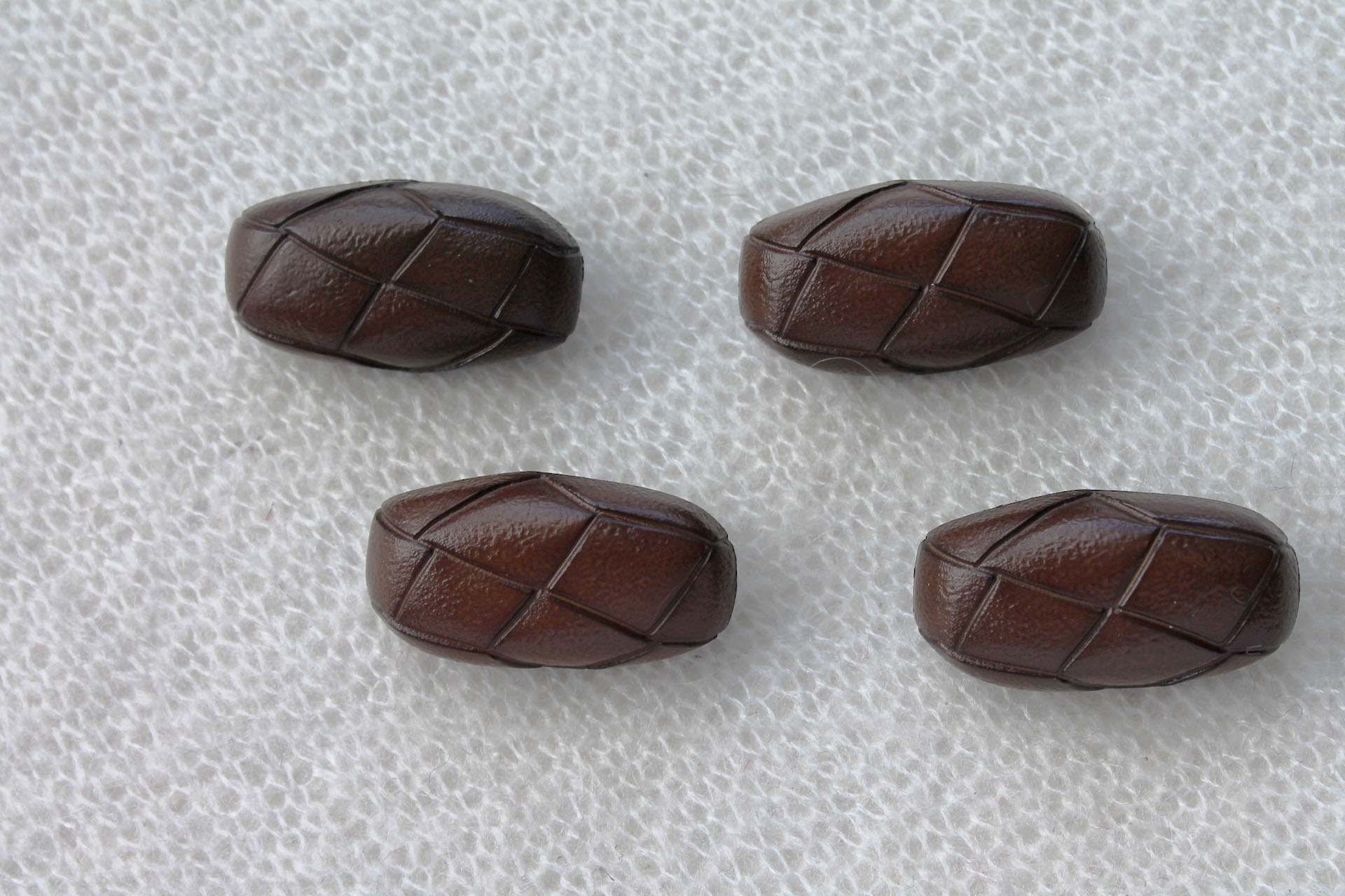 Set of 4 Oval Brown Leather Look Toggle Buttons, image 2 of 4