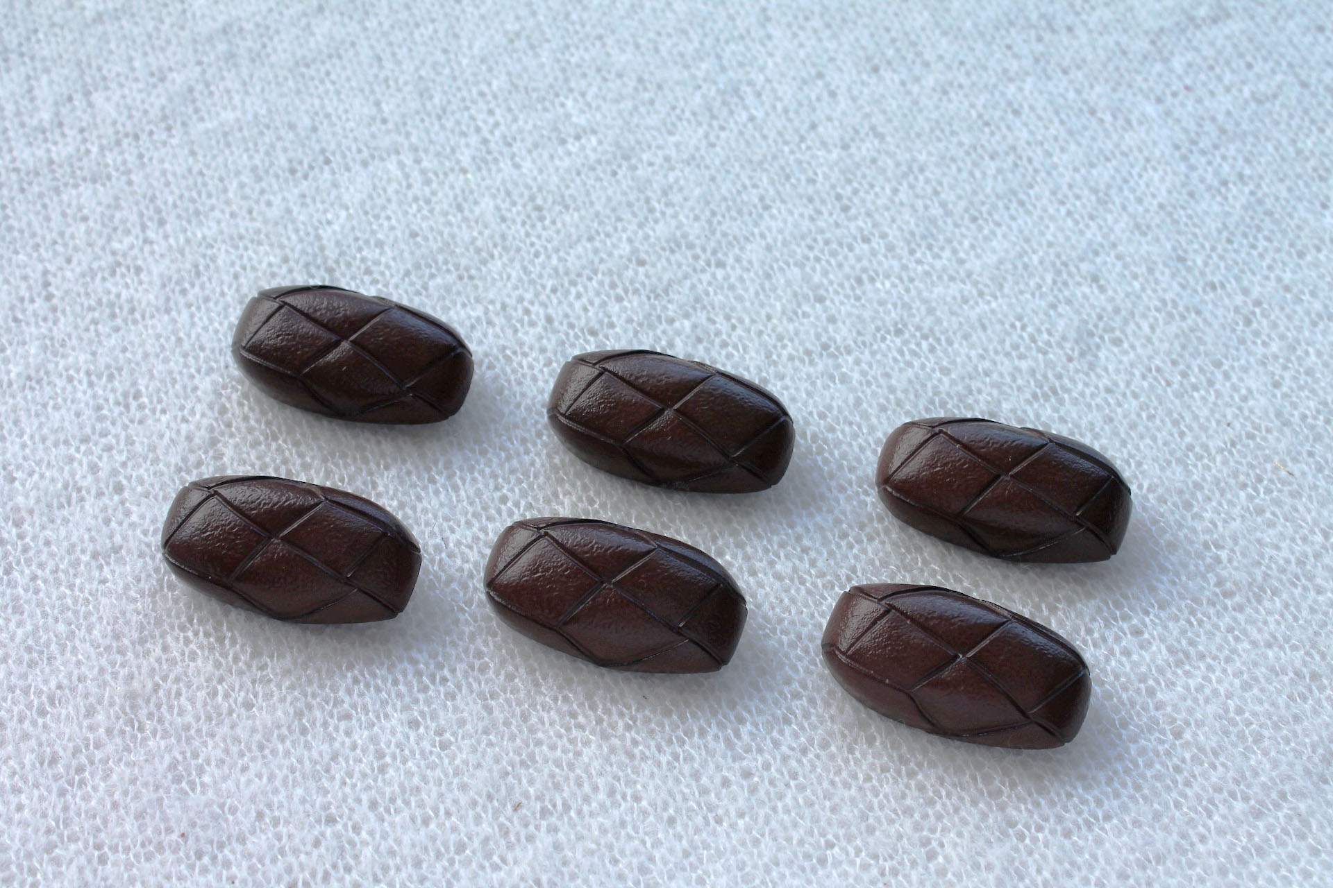 Set of 6 Oval Brown Leather Look Toggle Buttons