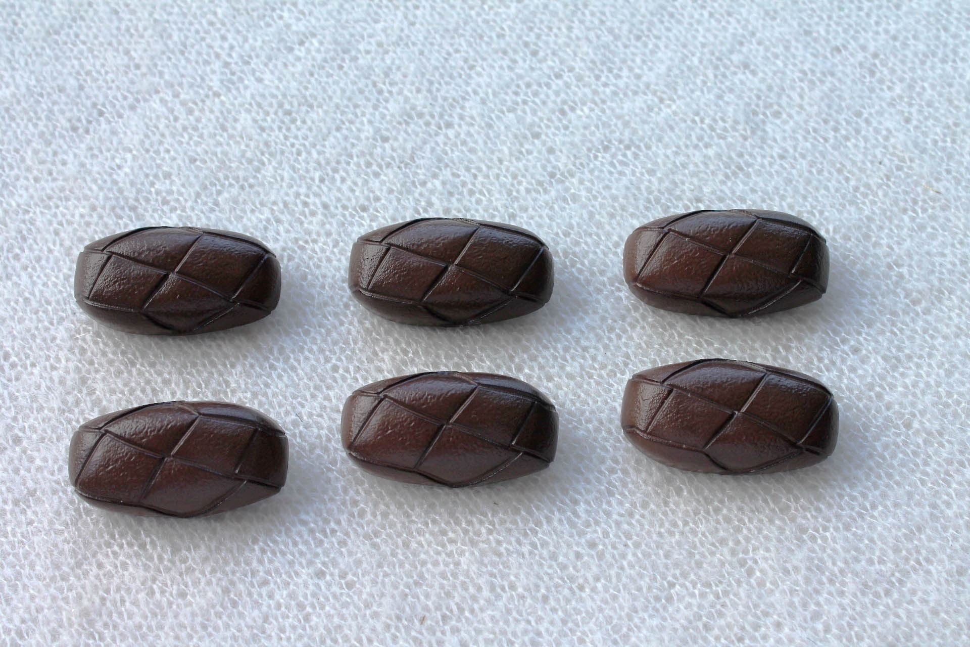 Set of 6 Oval Brown Leather Look Toggle Buttons, image 2 of 4