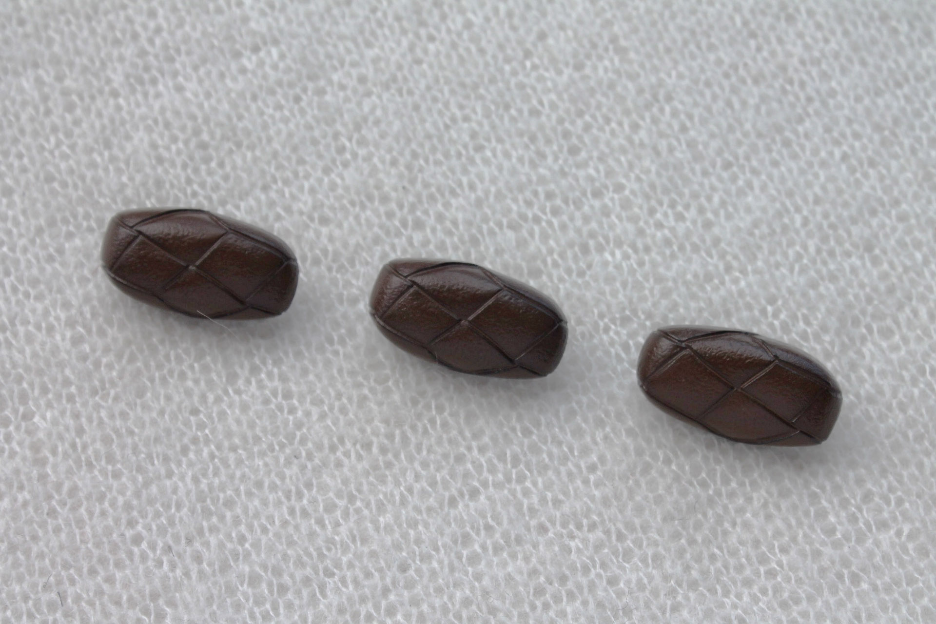 Oval Brown Leather Look Toggle Buttons - Set of 3