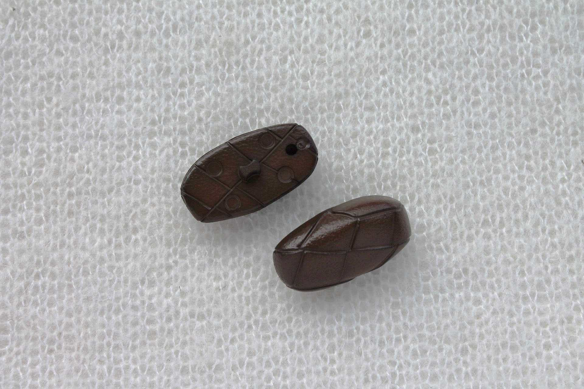 Oval Brown Leather Look Toggle Buttons - Set of 3, image 3 of 4